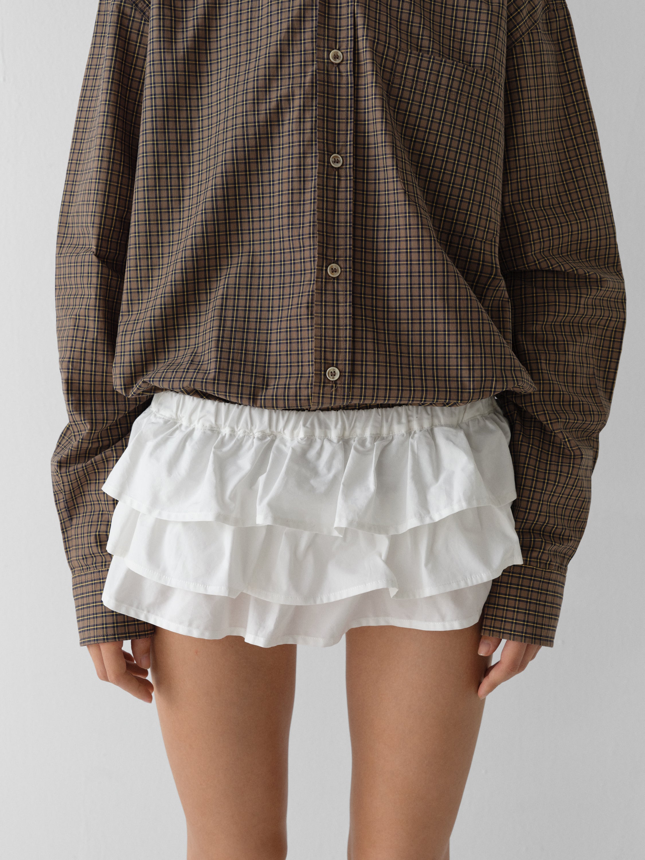 Brown checkered button-up shirt with classic collar – Gimaguas