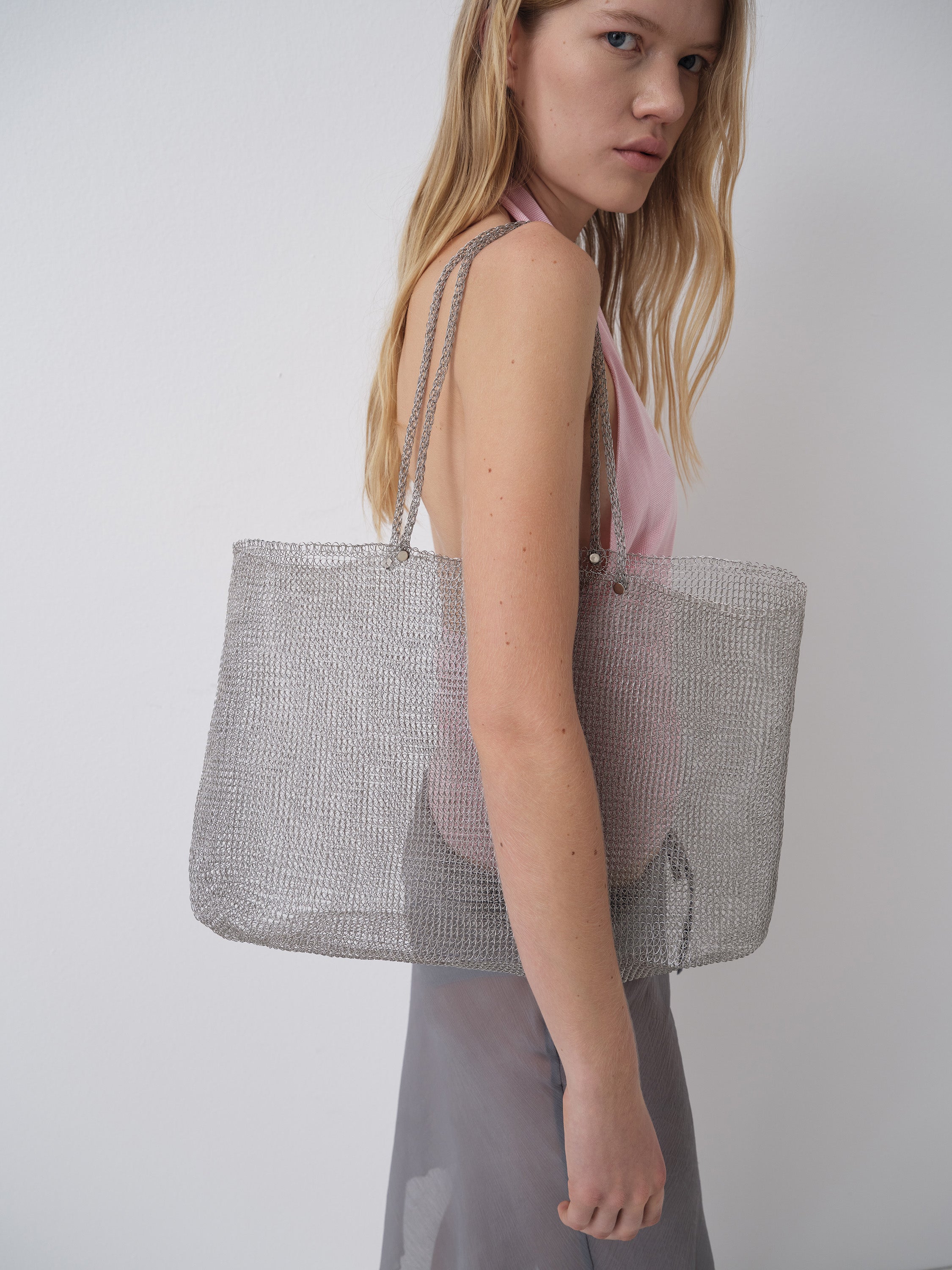 Silver Metal Maxi Bag | Matching Handles – Gimaguas