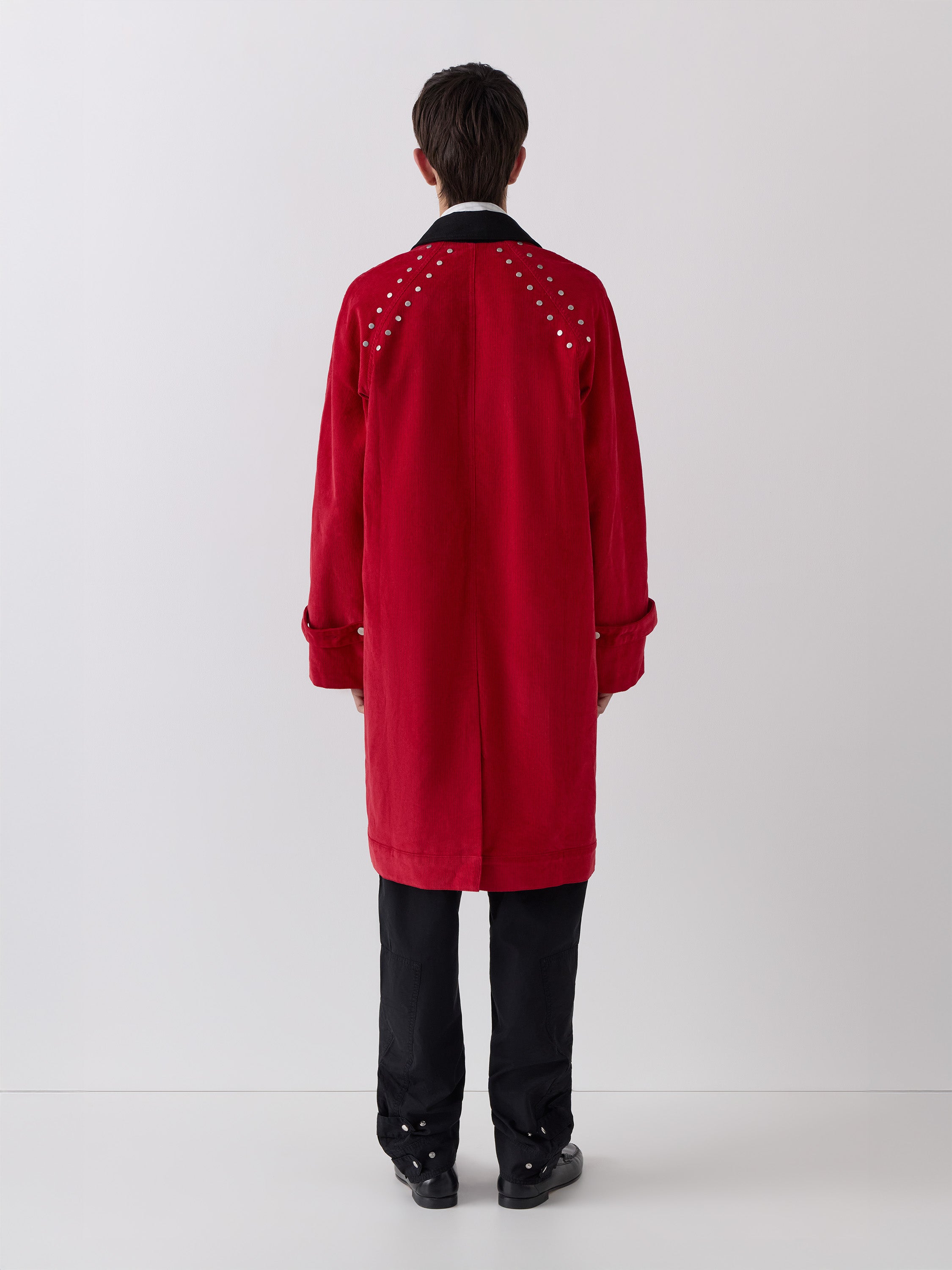 Red corduroy long coat unisex with silver studs – Gimaguas