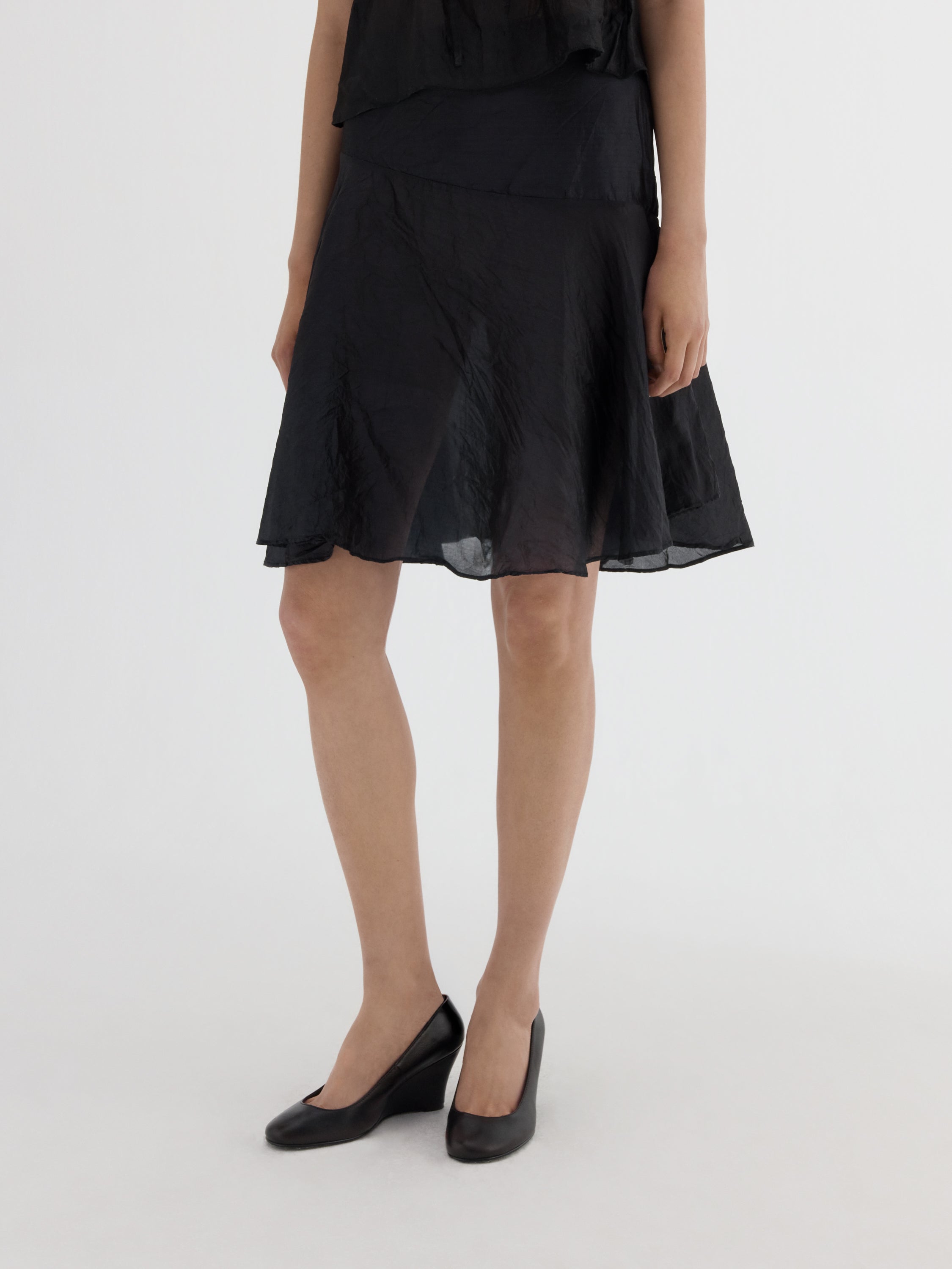 Black silk midi skirt for women with corset-tie back – Gimaguas