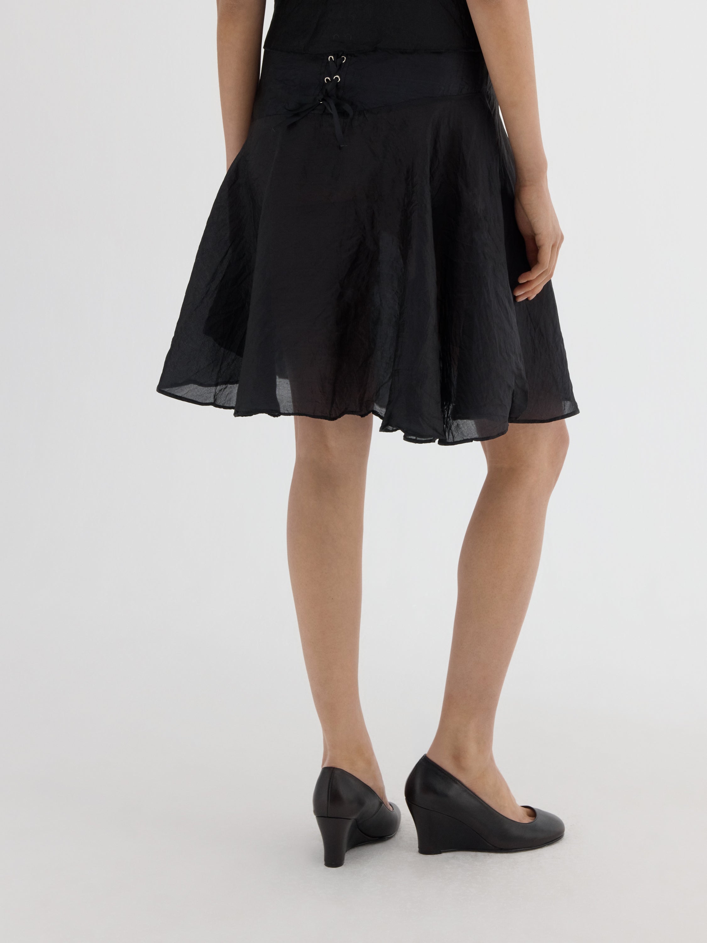 gimaguas スカート Black silk midi skirt for women with corset-tie back – Gimaguas