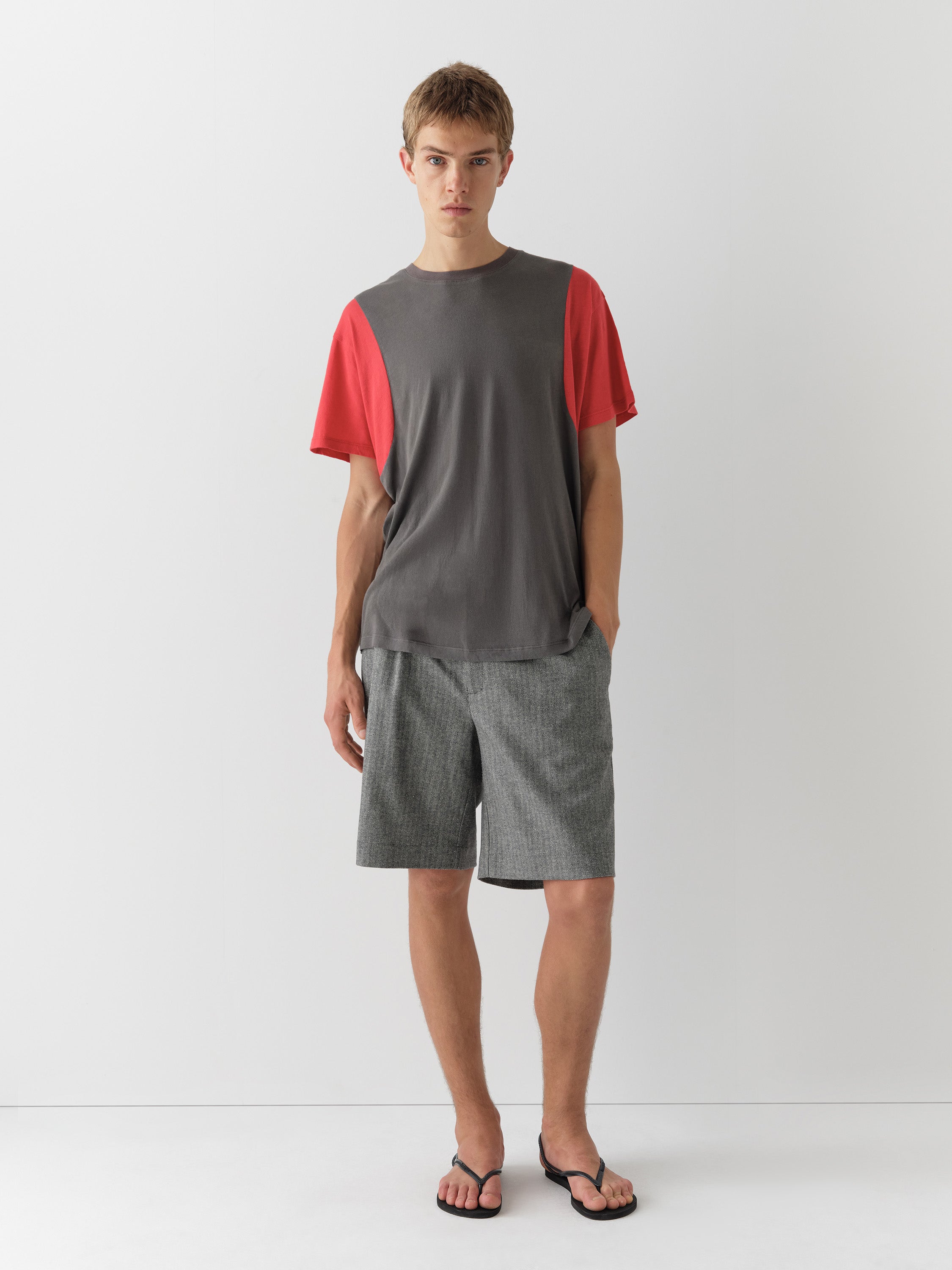 Grey and beige herringbone tailored shorts unisex – Gimaguas