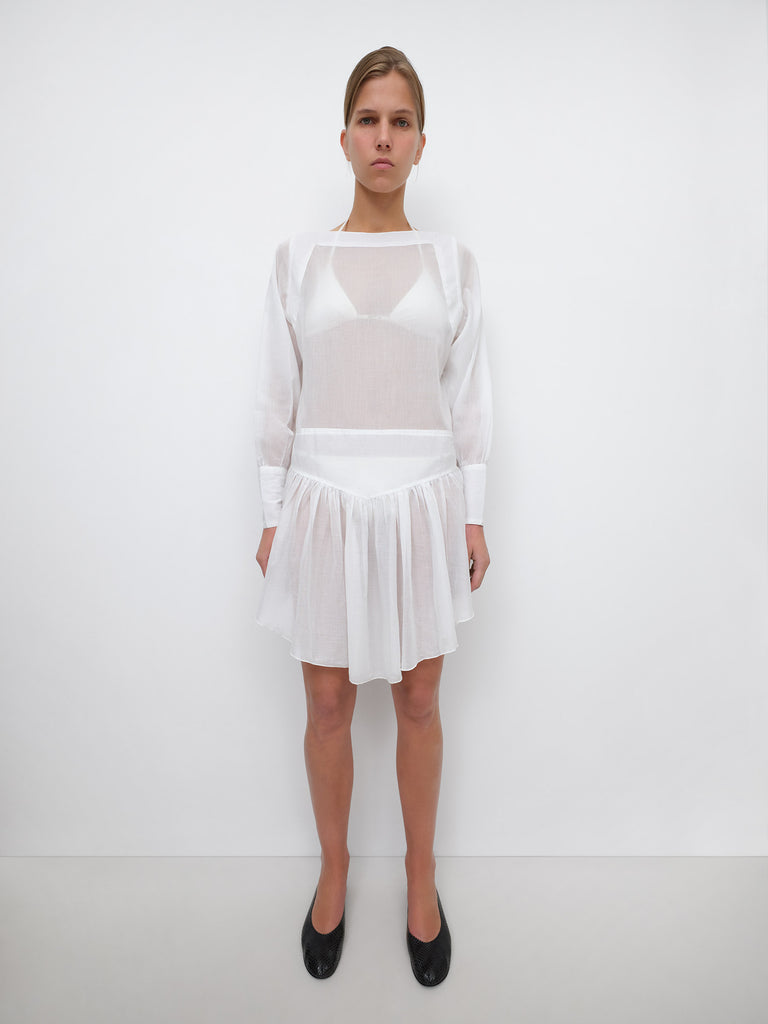 gimaguas mini dress White cotton mini dress for women with sheer finish Gimaguas