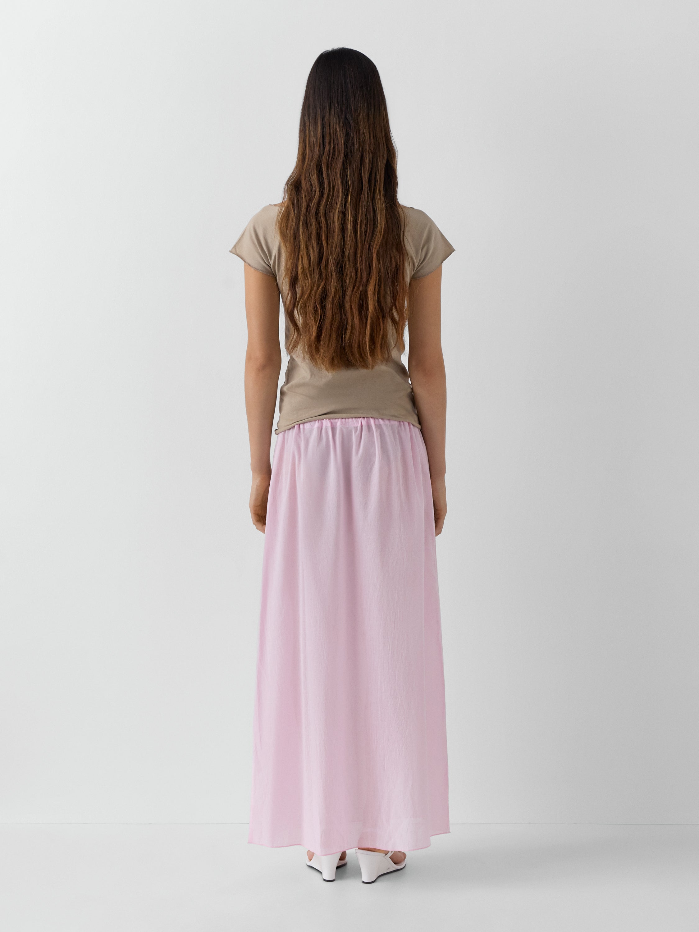 Pink Maxi Skirt | Tie-Waist Low-Rise – Gimaguas
