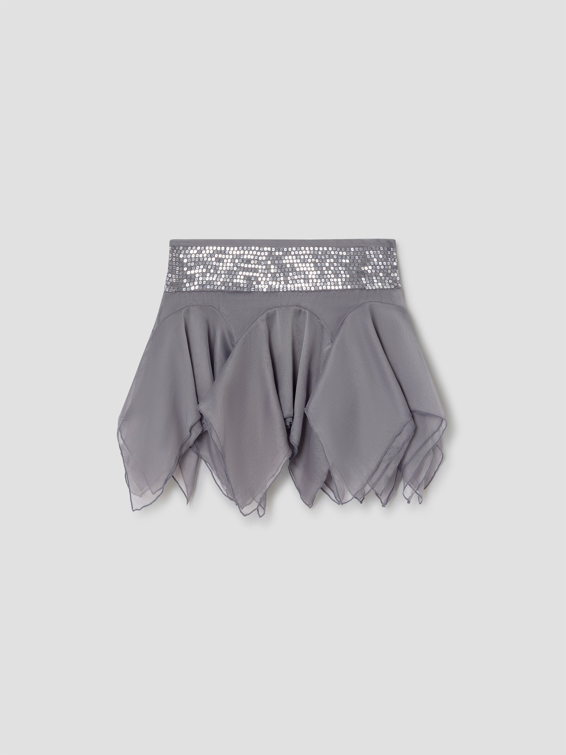 Grey Mini Skirt with Sequin Waistband | Gimaguas
