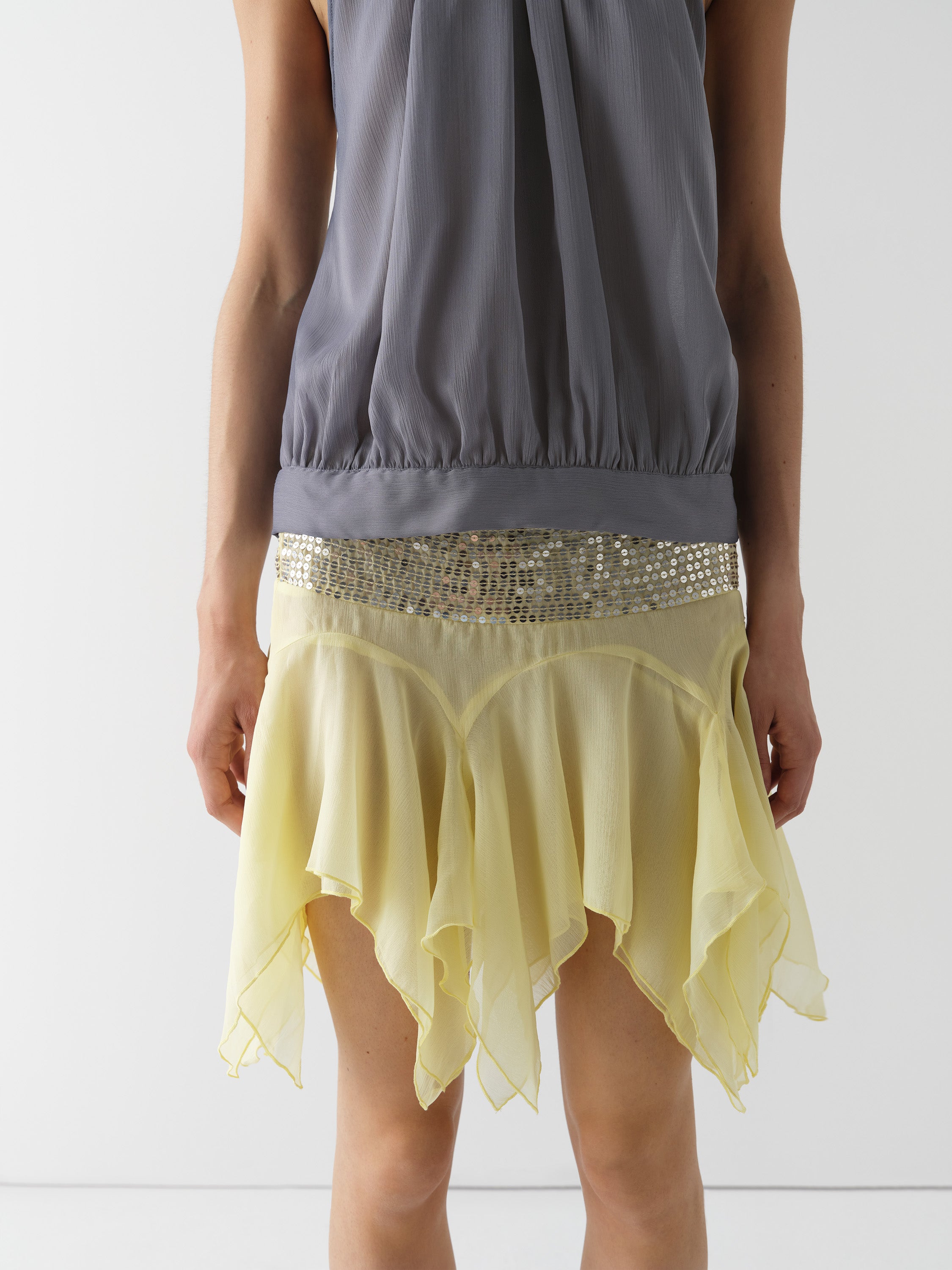Yellow Mini Skirt with Sequin Waistband | Gimaguas