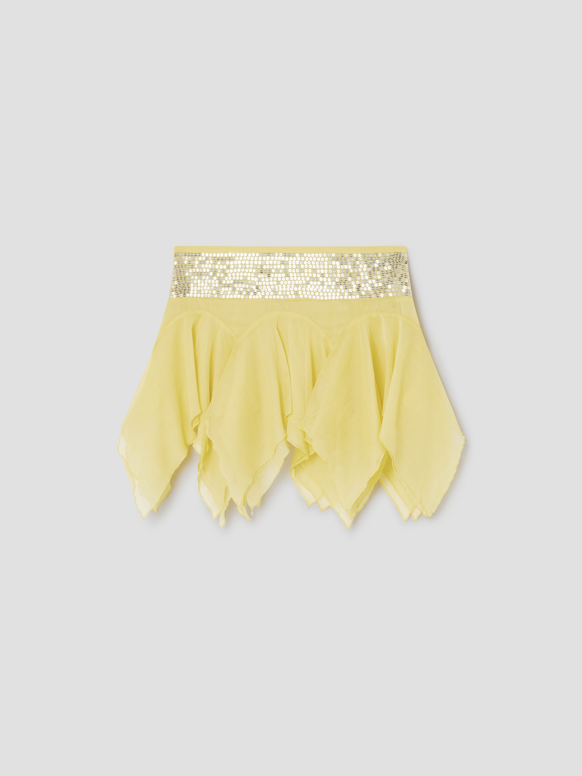 Yellow Mini Skirt with Sequin Waistband | Gimaguas