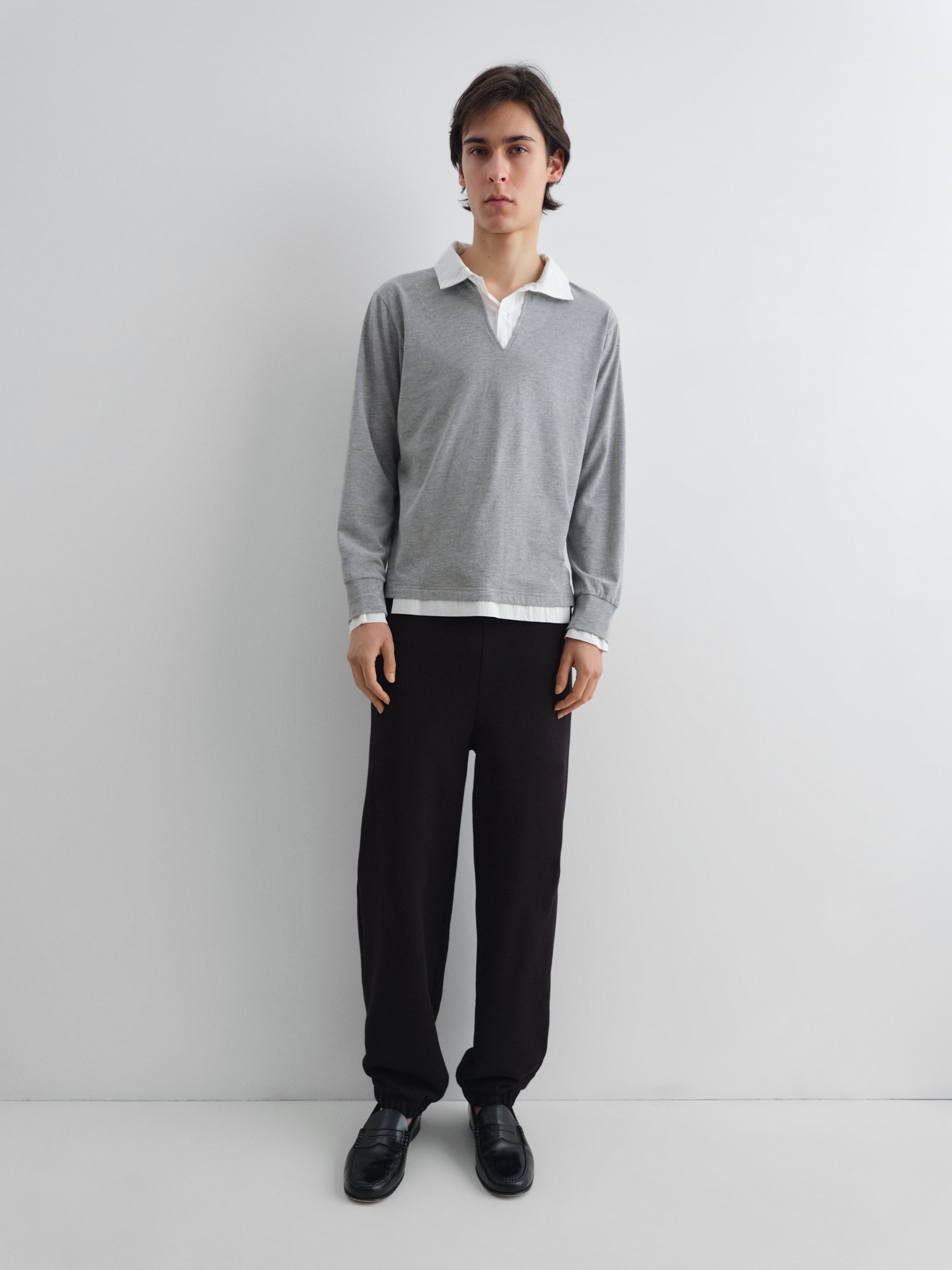 Grey and white polo shirt with layered effect – Gimaguas