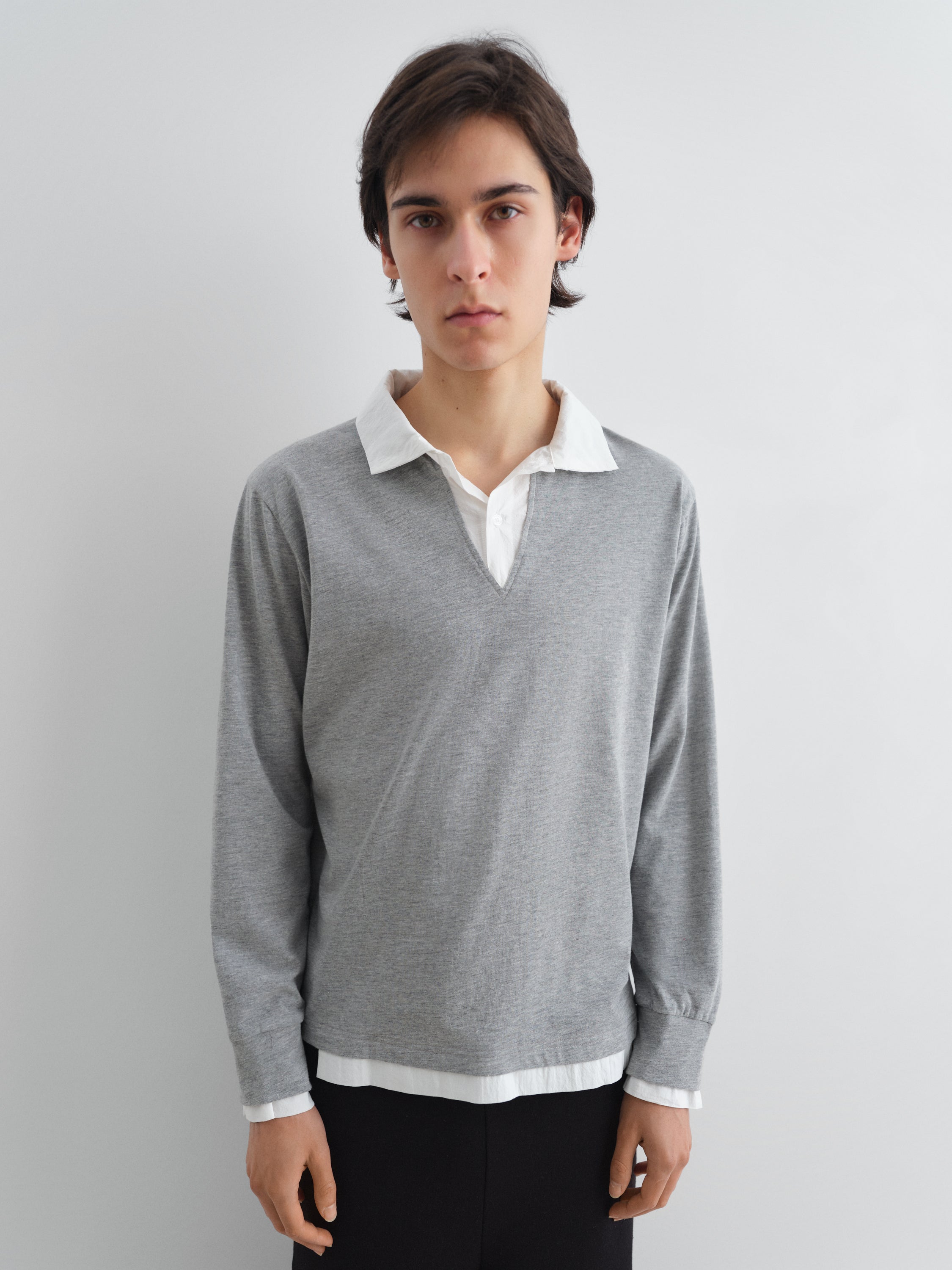 Grey and white polo shirt with layered effect – Gimaguas