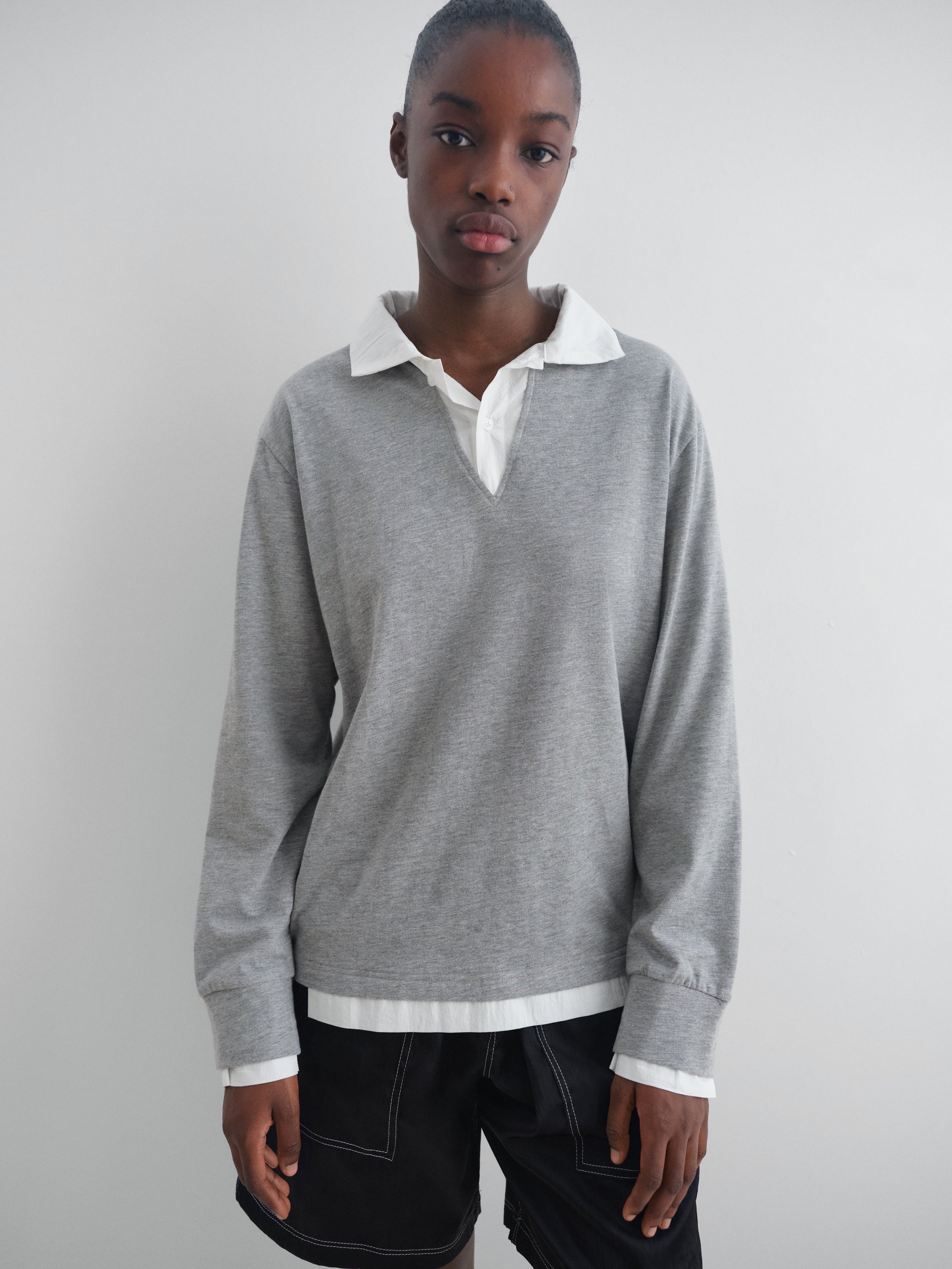 Grey and white polo shirt with layered effect – Gimaguas