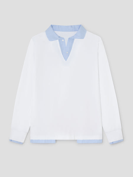 White and Blue Checkered Polo Shirt. Unisex Oversized Fit – Gimaguas