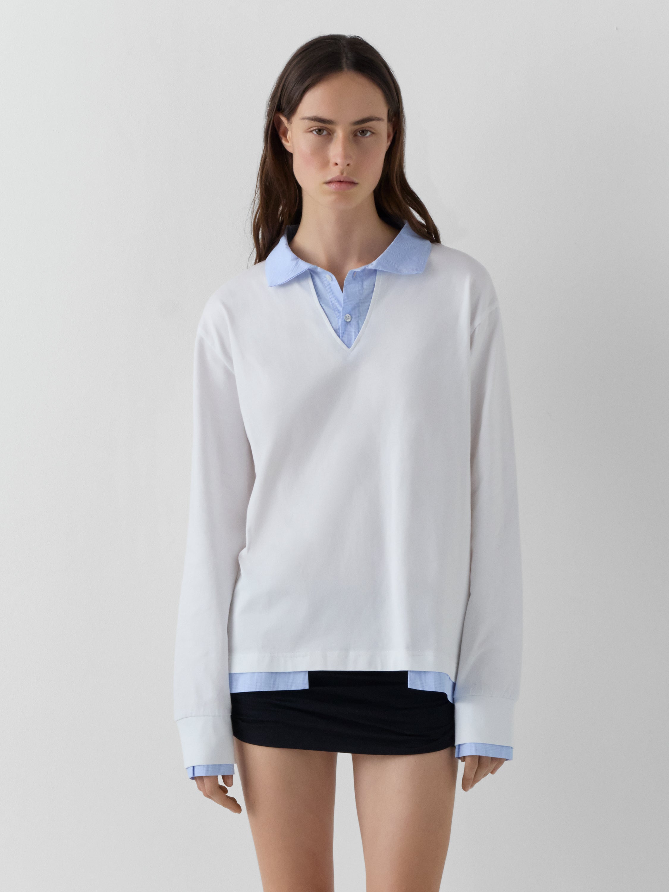 White and Blue Checkered Polo Shirt. Unisex Oversized Fit – Gimaguas