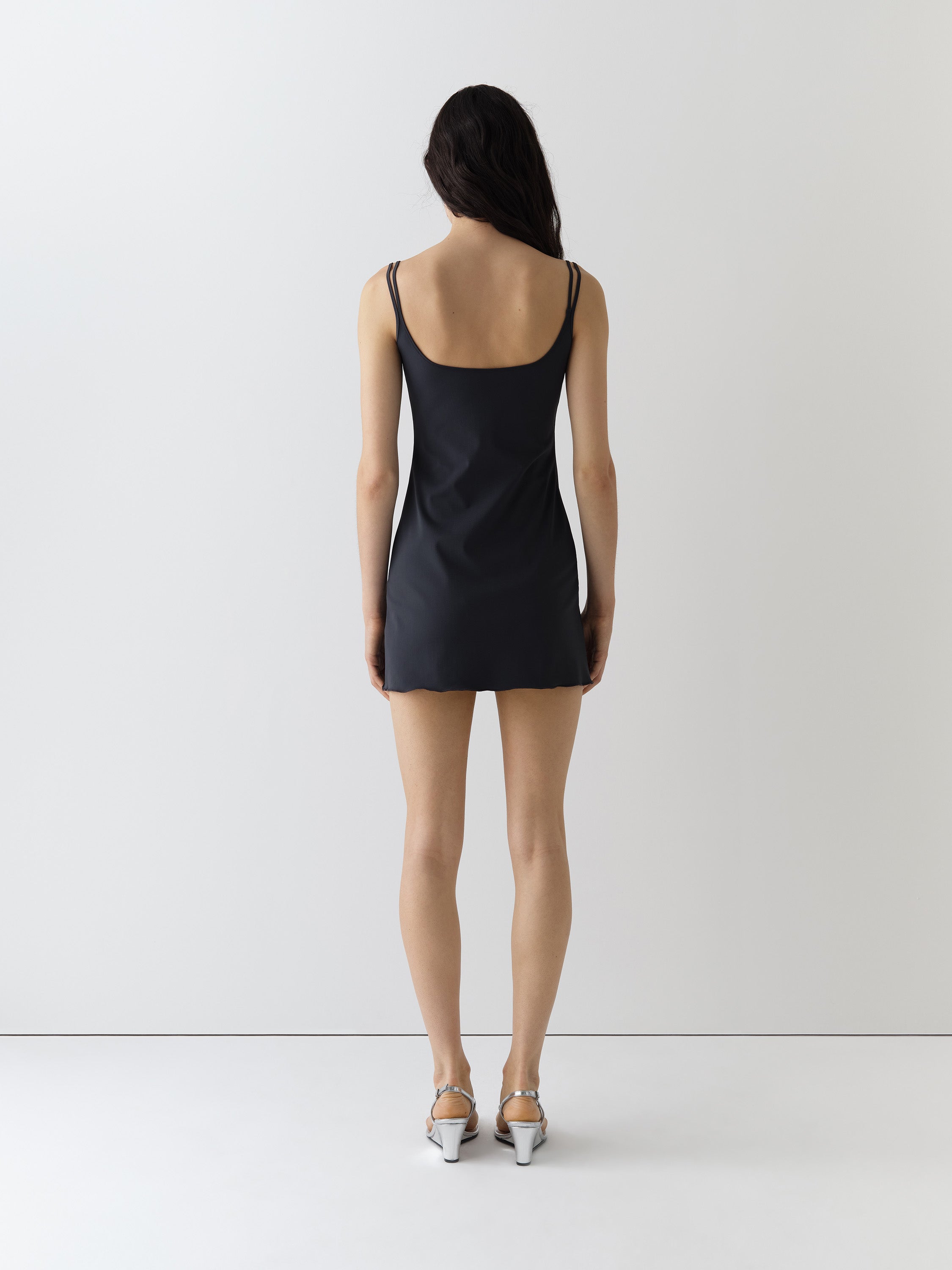 Fitted grey mini dress with split straps – Gimaguas
