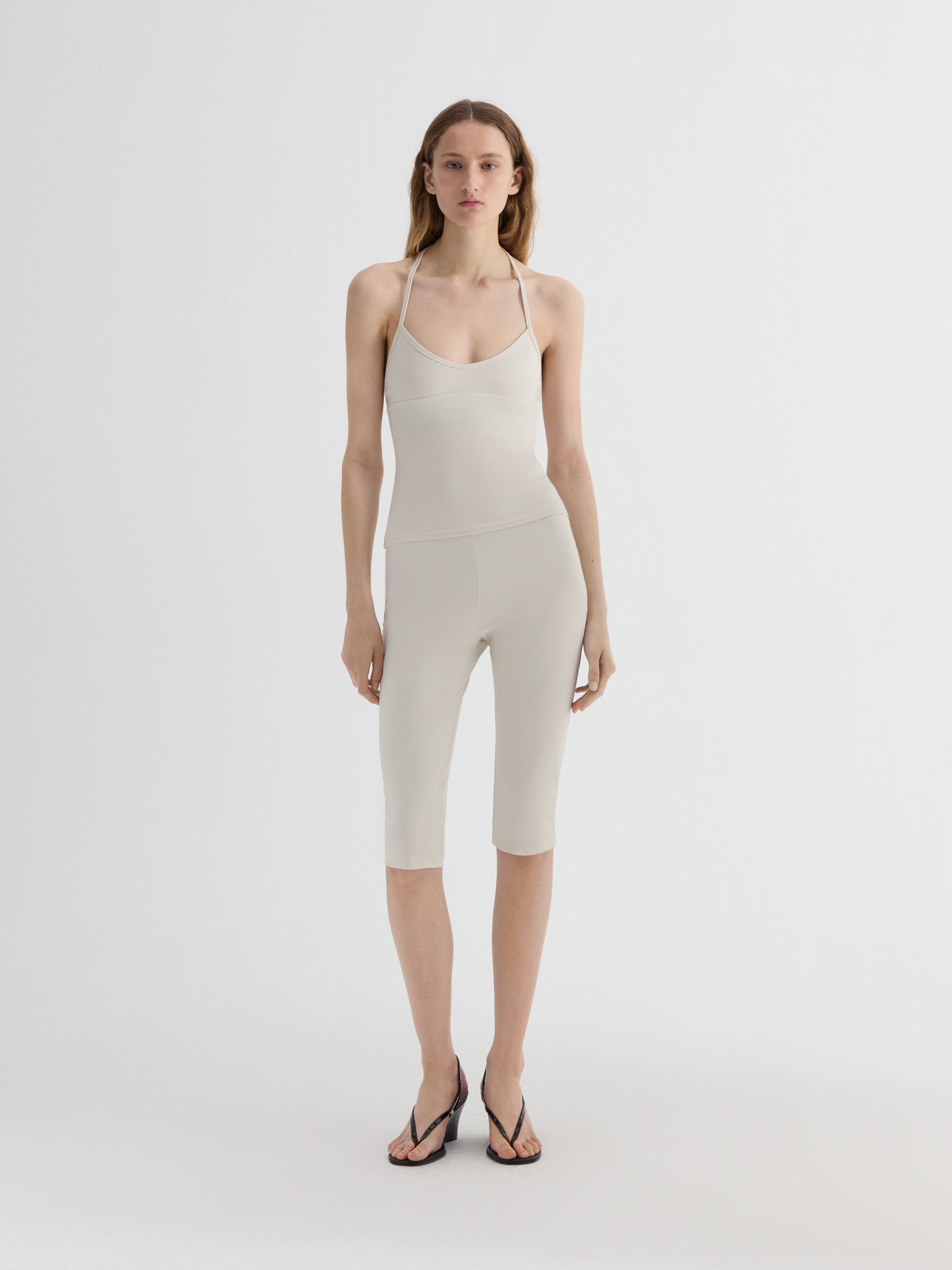 White Halter Top with Deep U Neckline for Women. Fitted – Gimaguas