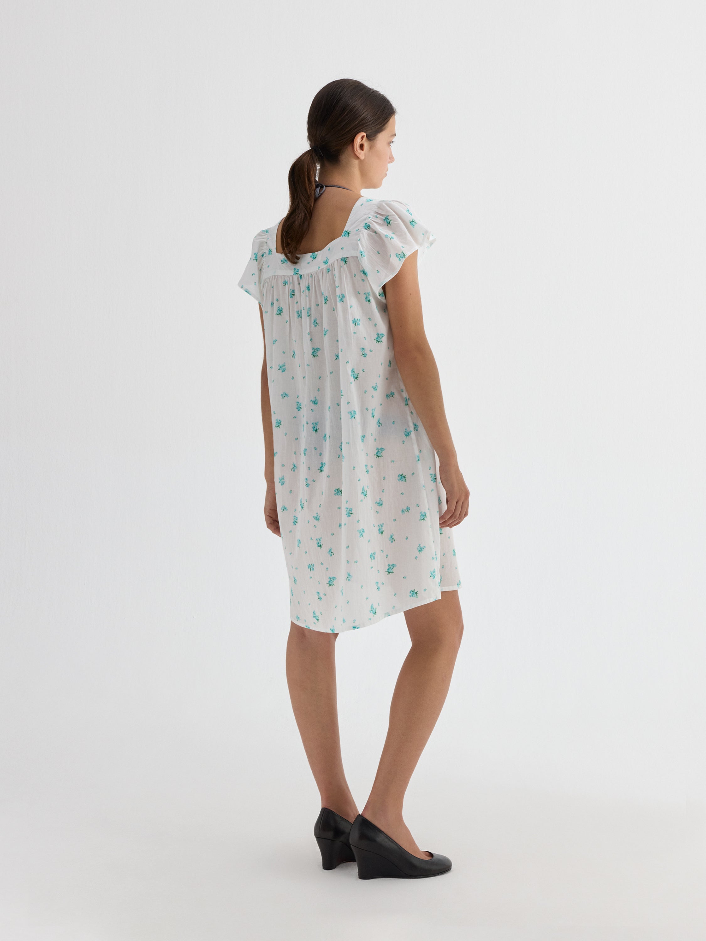 White Floral Baby Doll Mini Dress Short Sleeve | Gimaguas