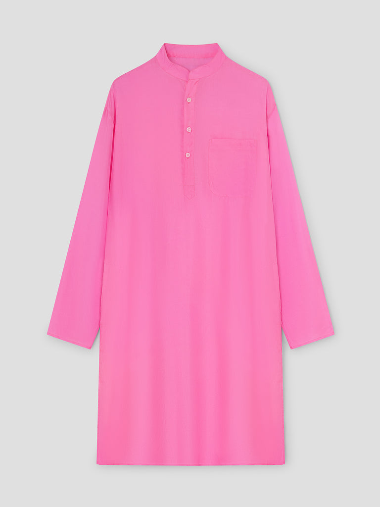 pink long sleeve collar dress In Perfect Order Pink Stripe Button Front Ruffle Collar Midi Shirt Dress