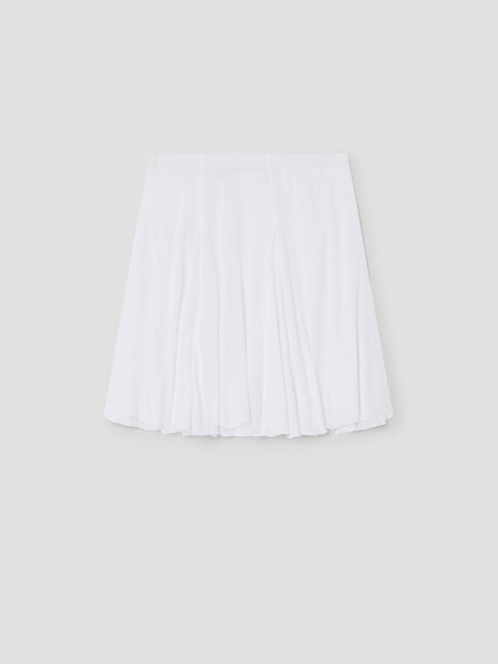 White semi-sheer midi skirt for women with pointed hem