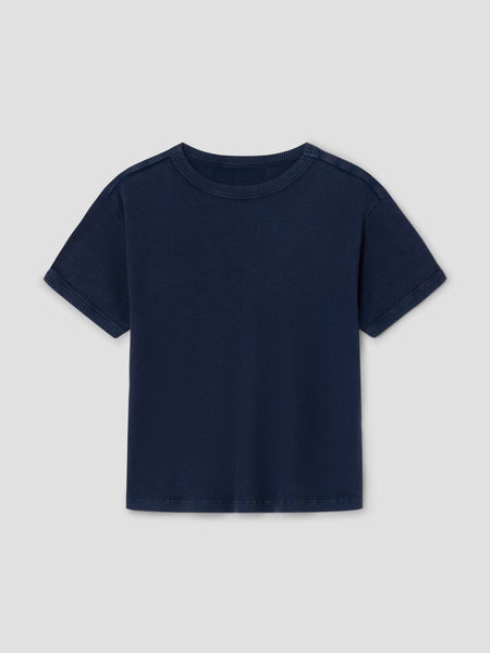 Unisex navy waffle cotton t-shirt with crew neckline – Gimaguas