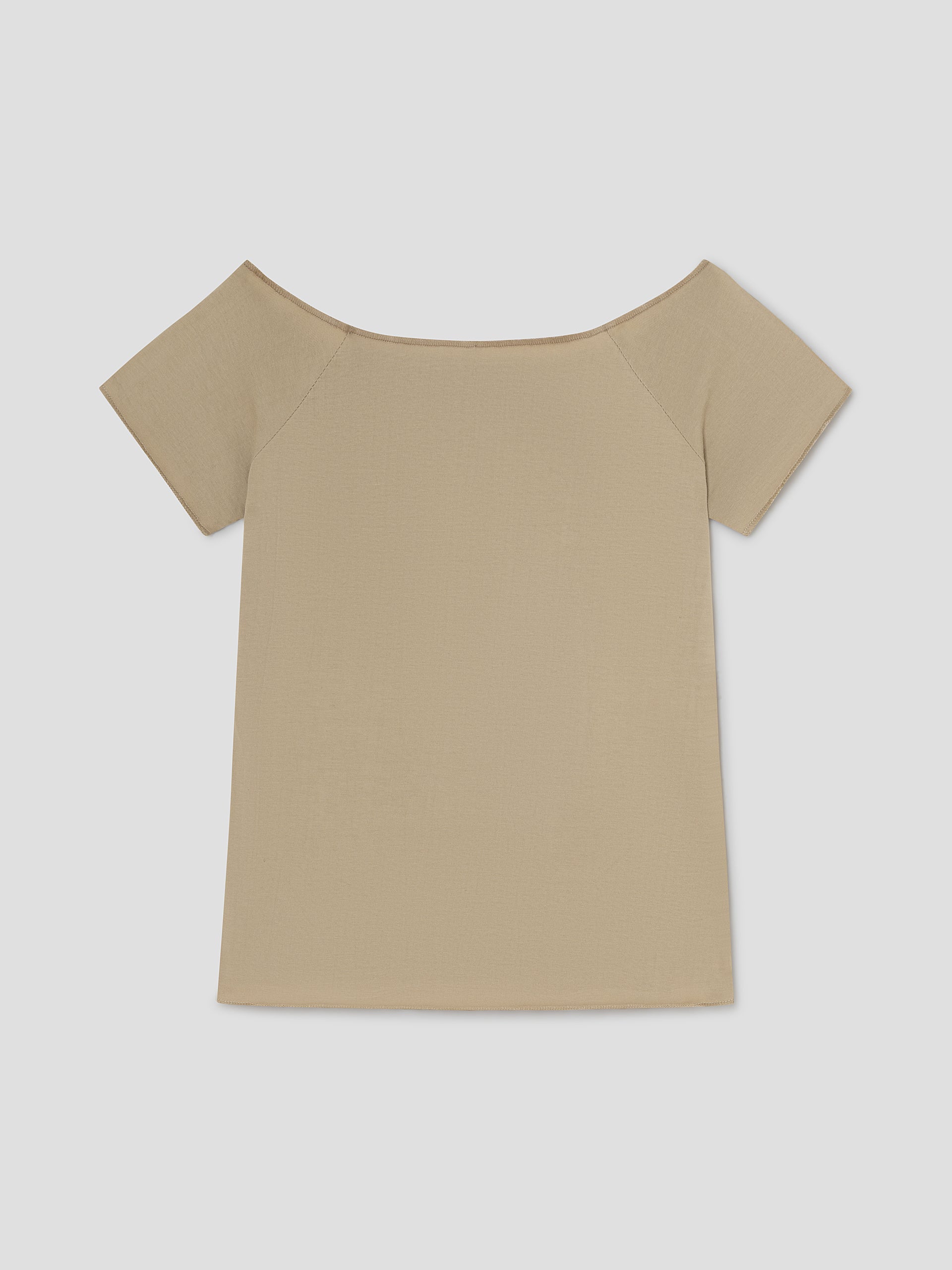 Women's beige t-shirt with wide boat neckline – Gimaguas