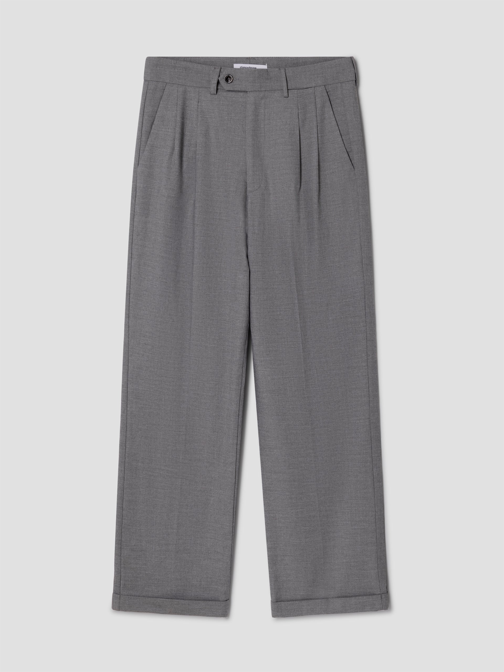 Grey straight-leg sartorial trousers with fabric belt - Gimaguas