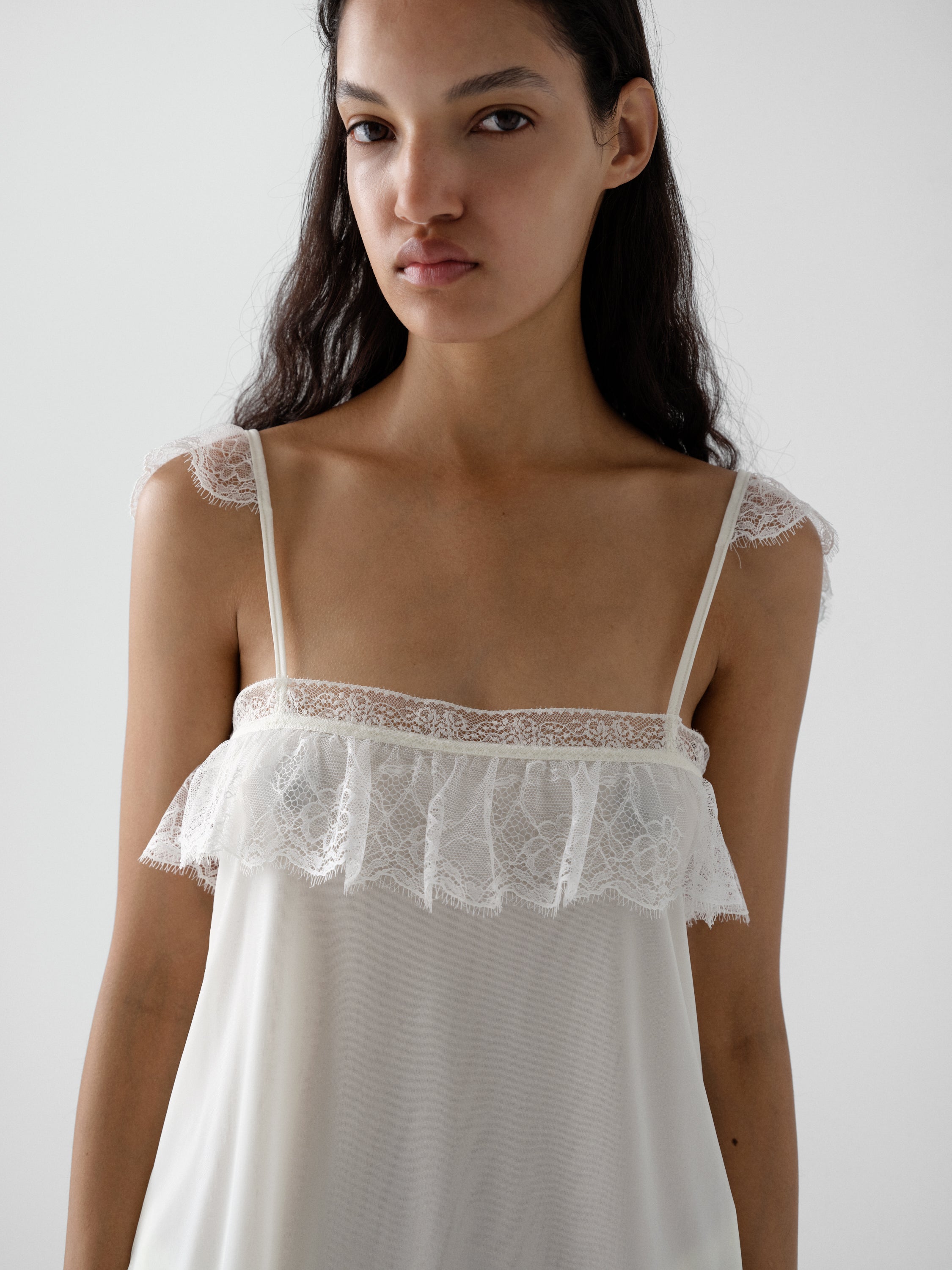 White Lace-Trim Top | Square Neckline – Gimaguas