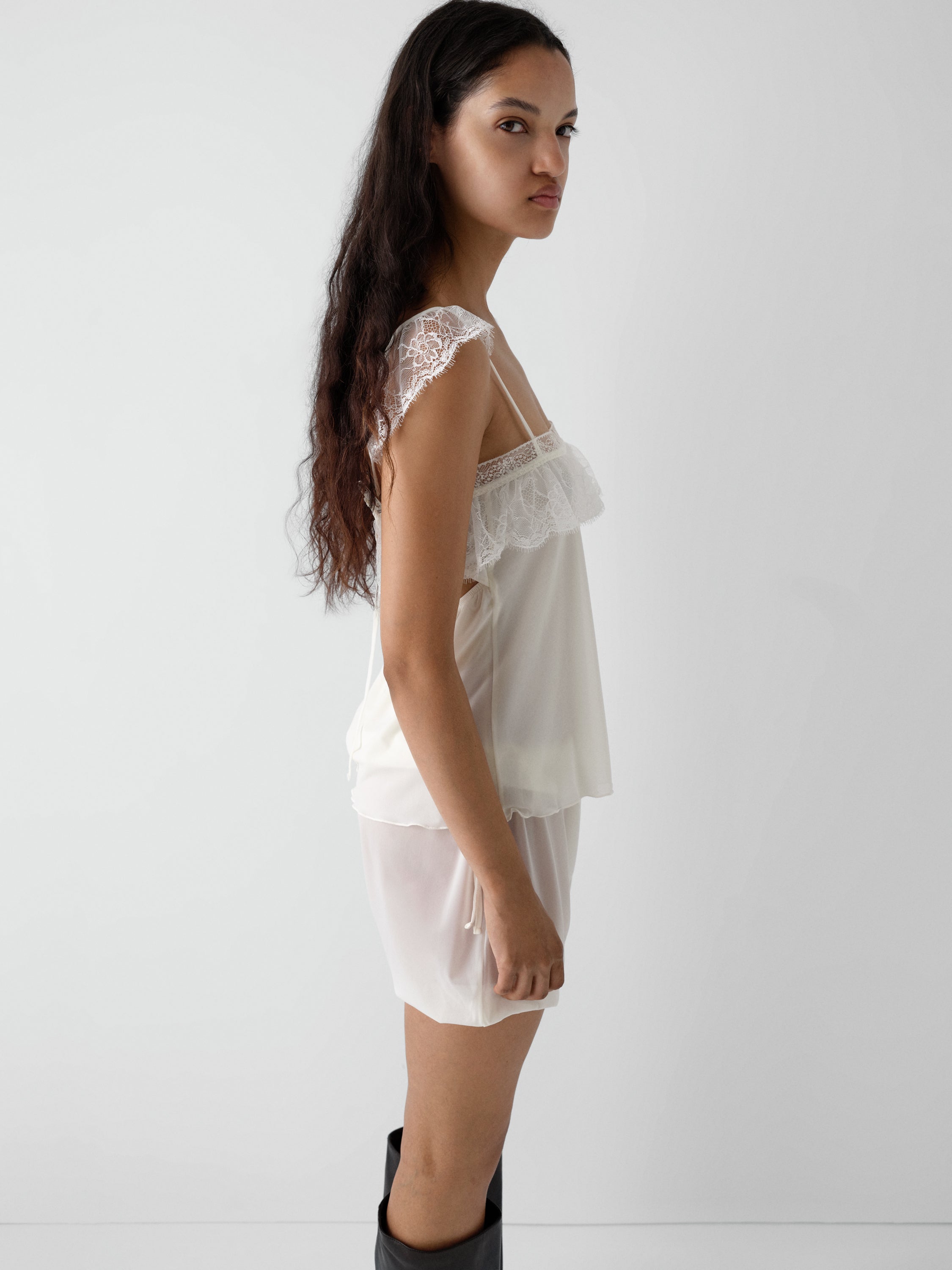 White Lace-Trim Top | Square Neckline – Gimaguas