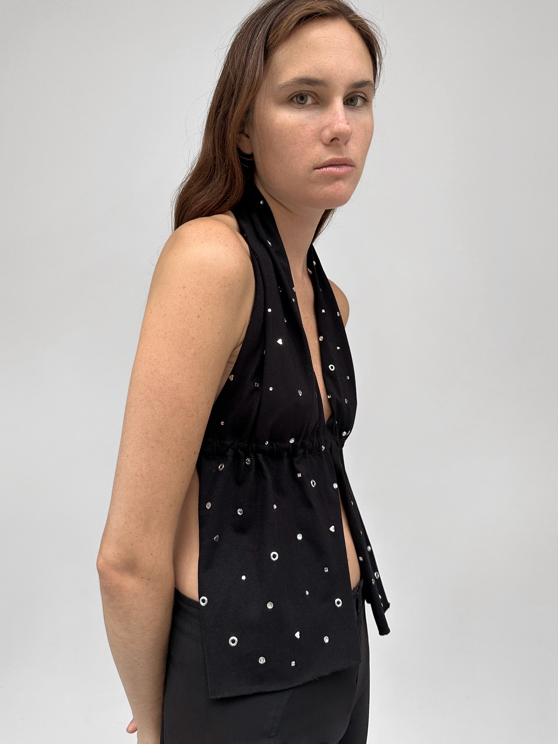 トップス gimaguas tops Gimaguas tie-front Halter Top | Grey | FARFETCH