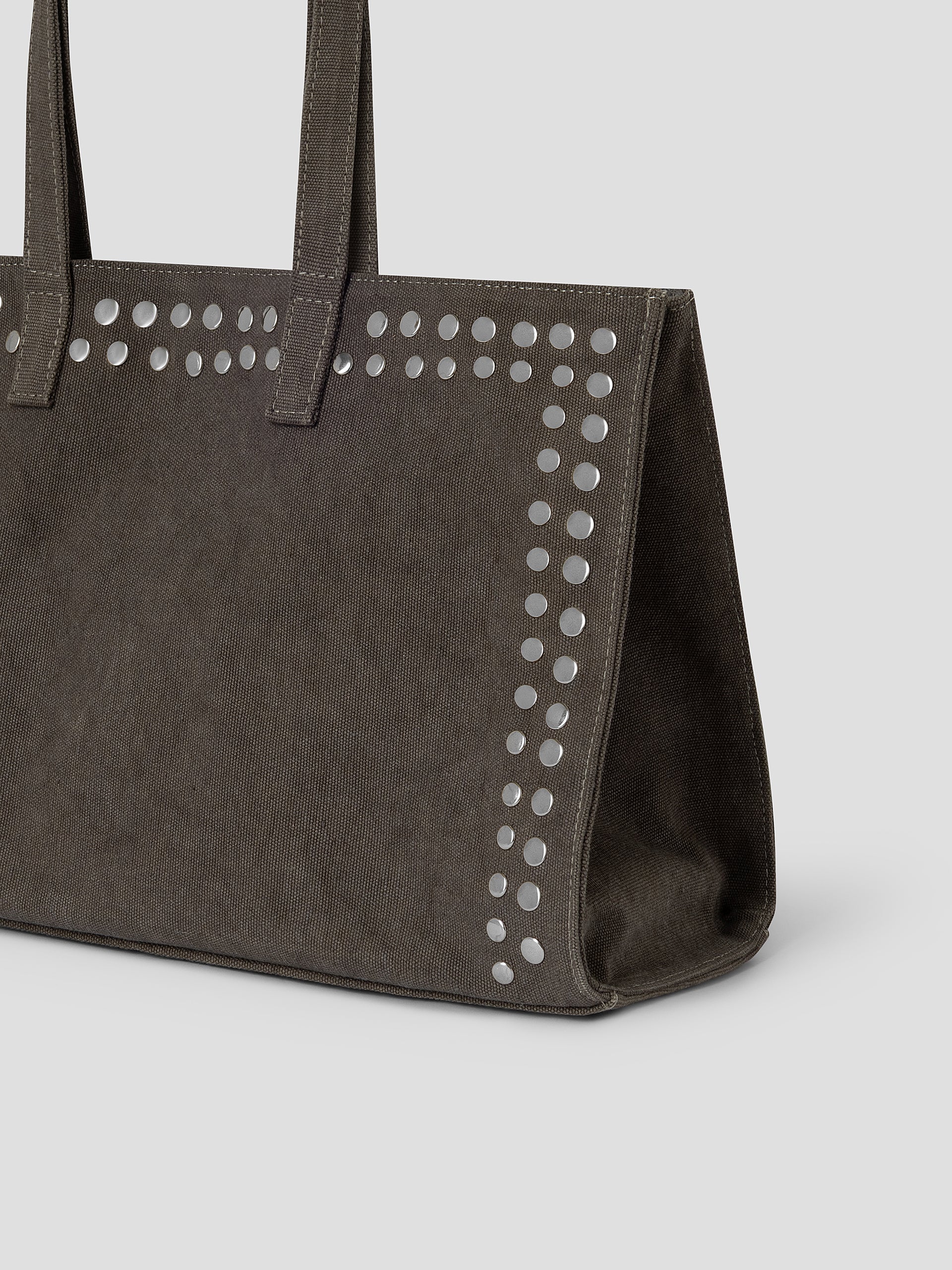 Grey Shopper Bag with Silver Studs for Women. Fits Laptop – Gimaguas