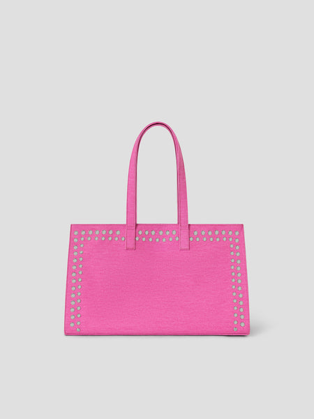 Pink Shopper Bag with Silver Studs for Women. Fits Laptop – Gimaguas