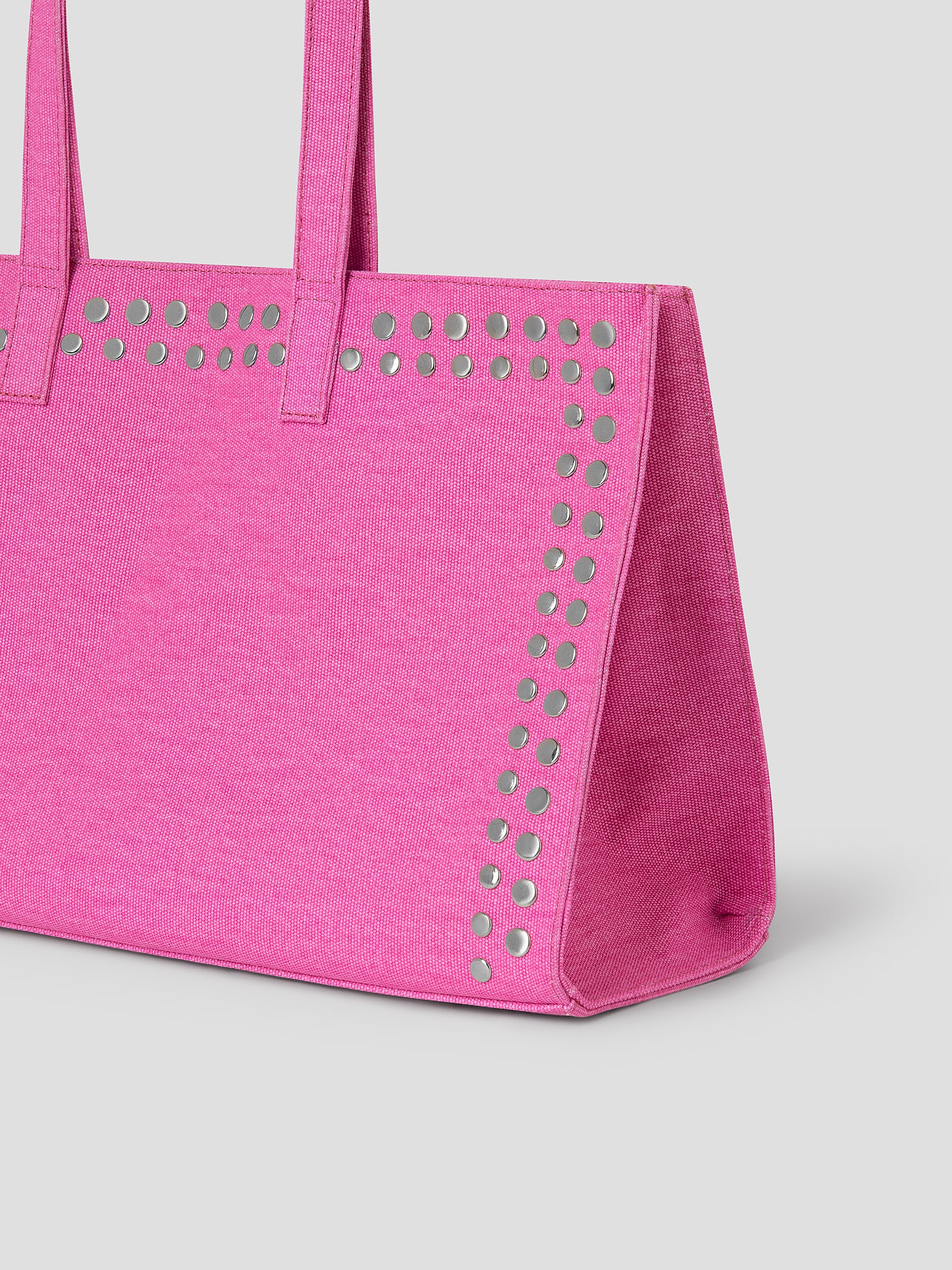 Pink Shopper Bag with Silver Studs for Women. Fits Laptop – Gimaguas