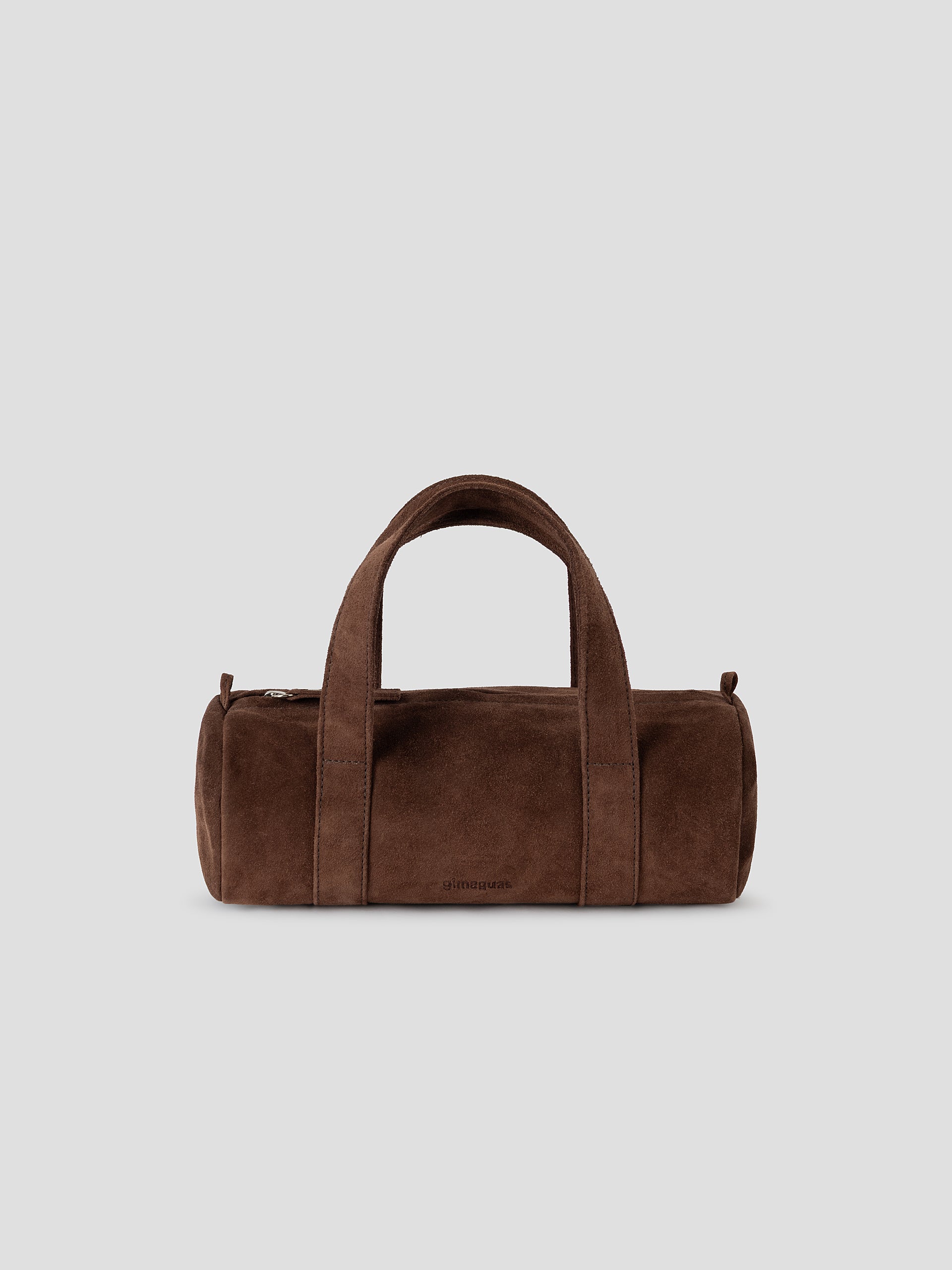 Brown Suede Mini Bag with Zip Closure and Top Handles – Gimaguas