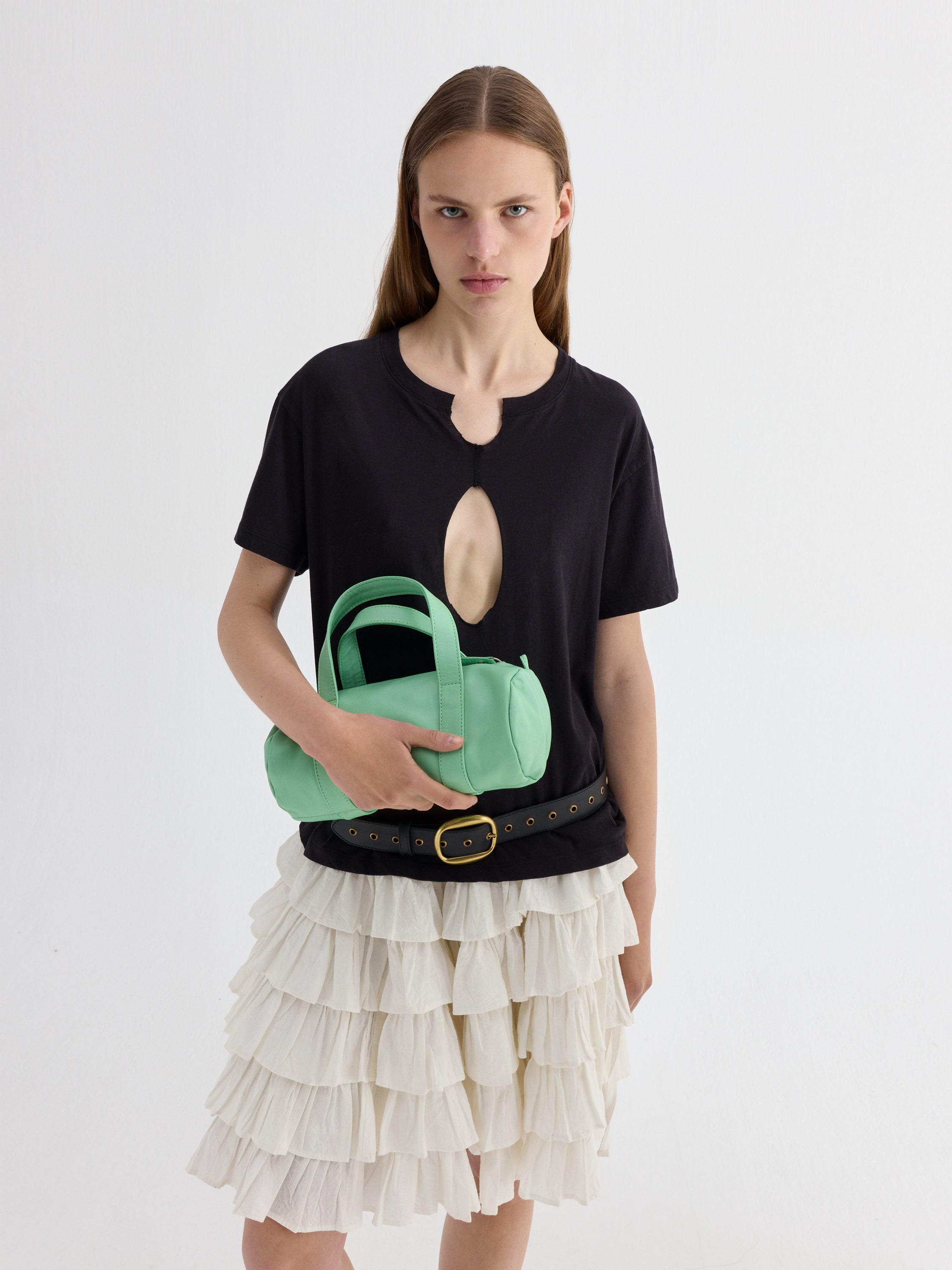 Green Mini Leather Bag Top Handle Zip | Gimaguas