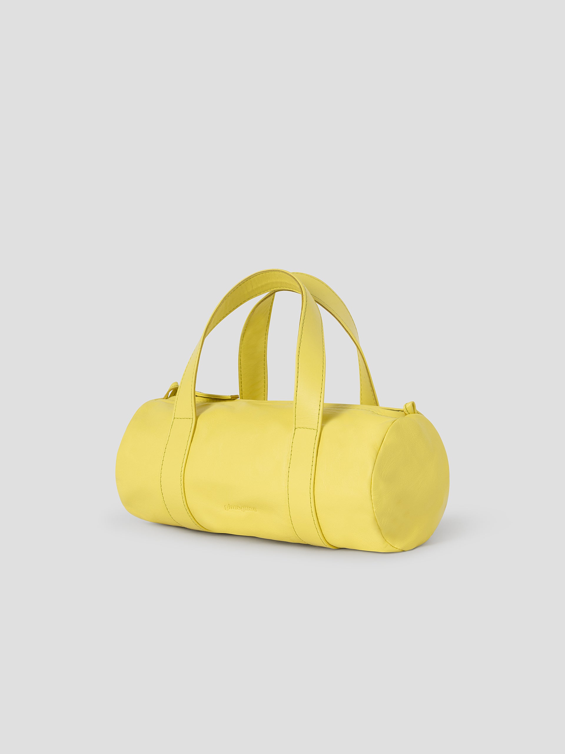 Yellow Leather Mini Bag with Zip Closure and Handles – Gimaguas