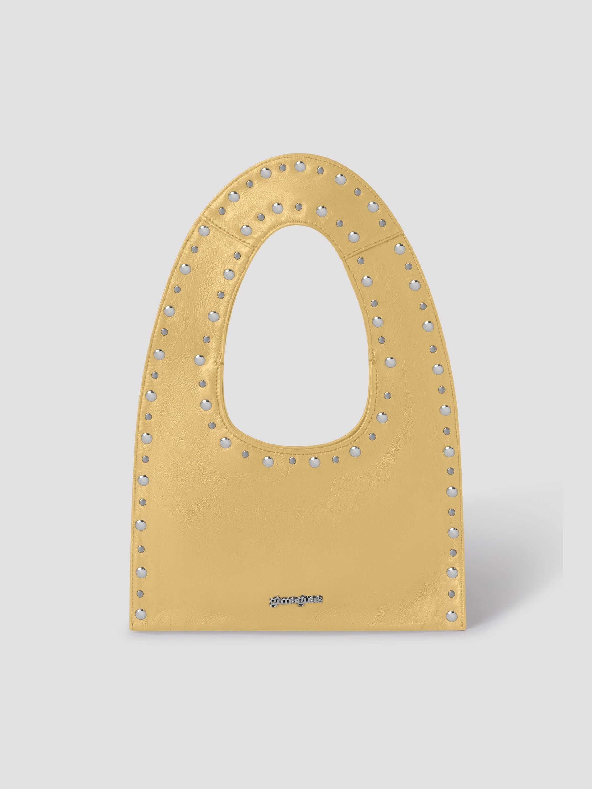 gimaguas Franca Bag バターイエロー Butter patent leather shoulder bag for women with silver studs