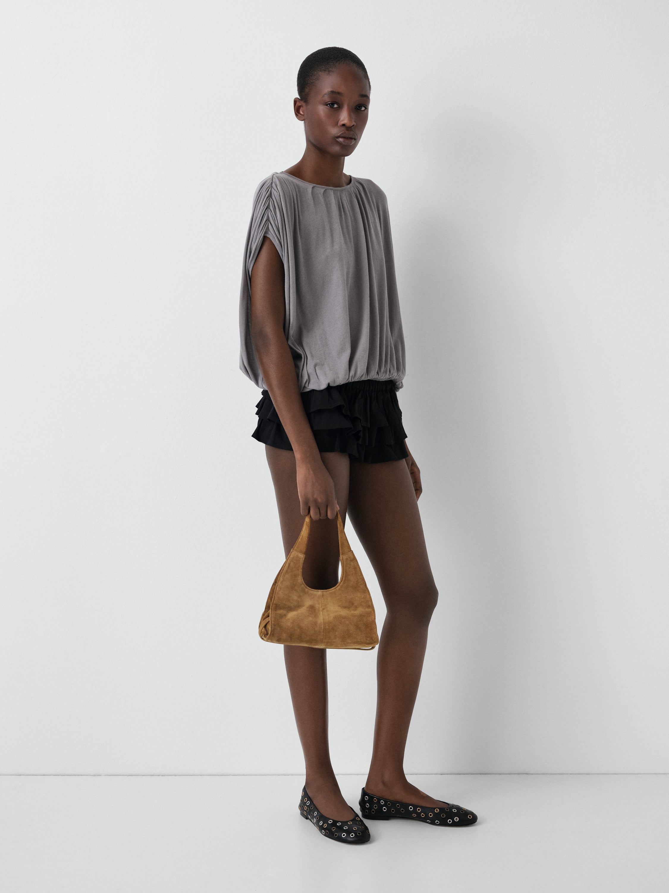 Women's camel suede structured mini shoulder bag – Gimaguas