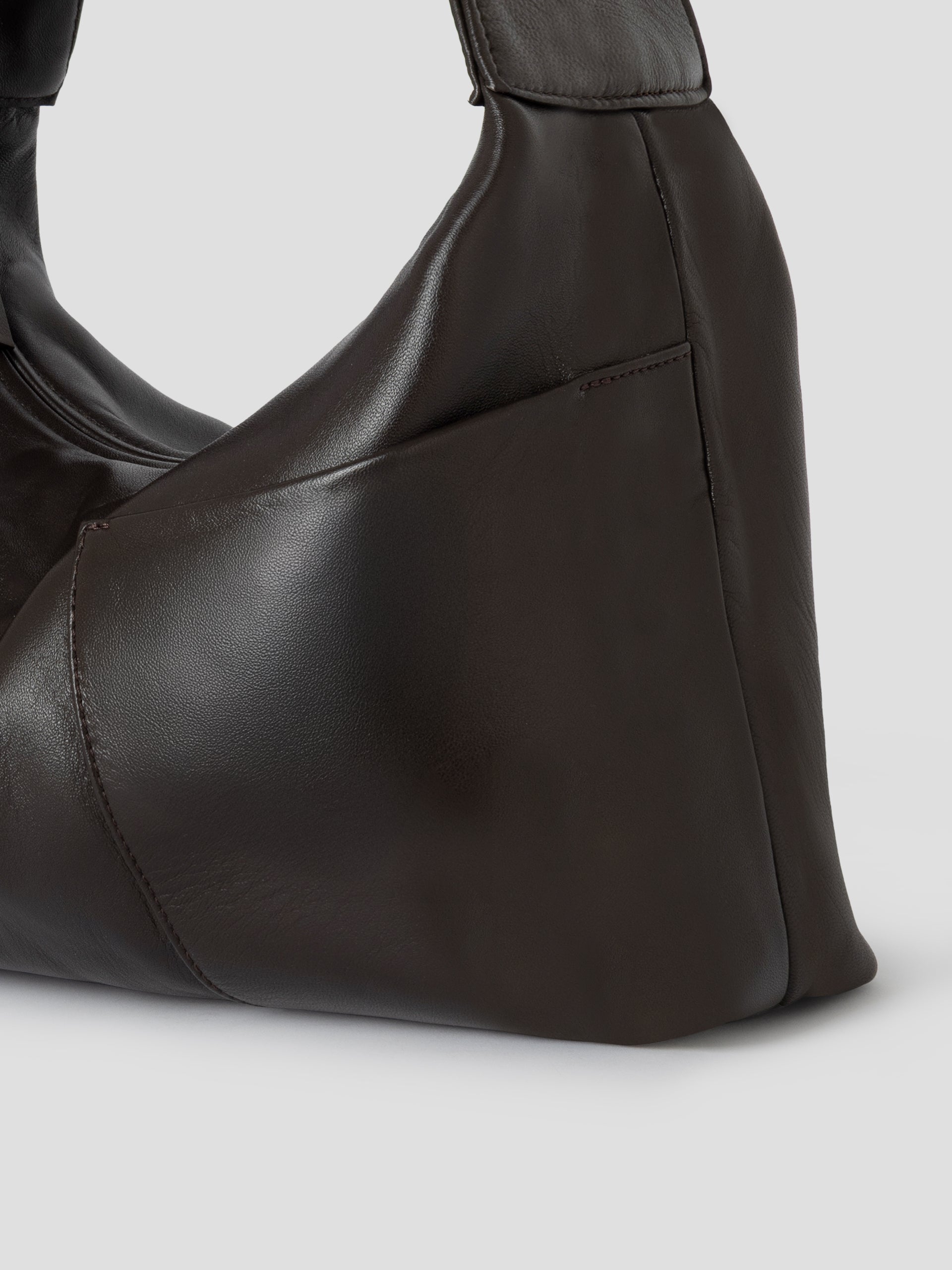 Women's brown leather mini hobo shoulder bag - Gimaguas