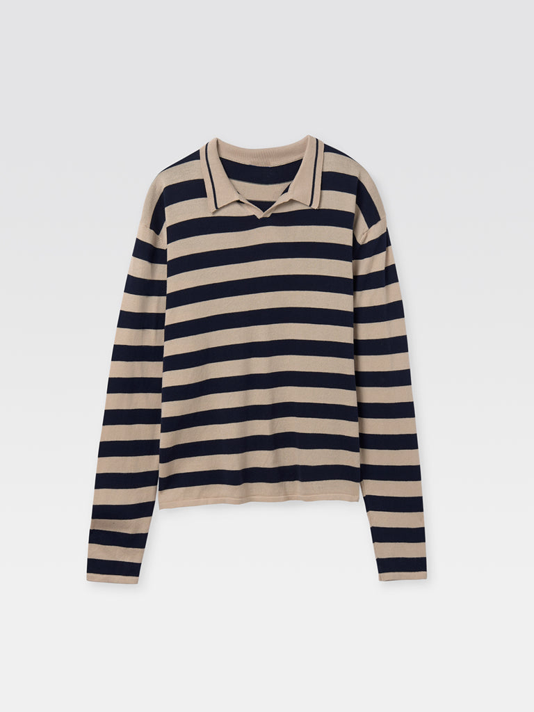 Leo Long Sleeve Polo Beige Stripes Gimaguas