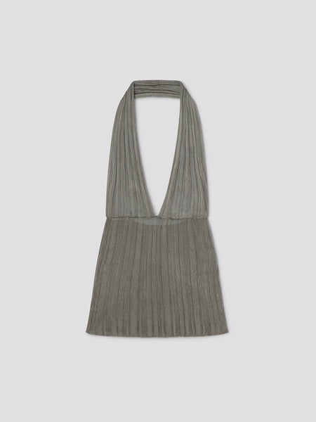 Grey Halter Top - Deep V Neckline & Open Back – Gimaguas