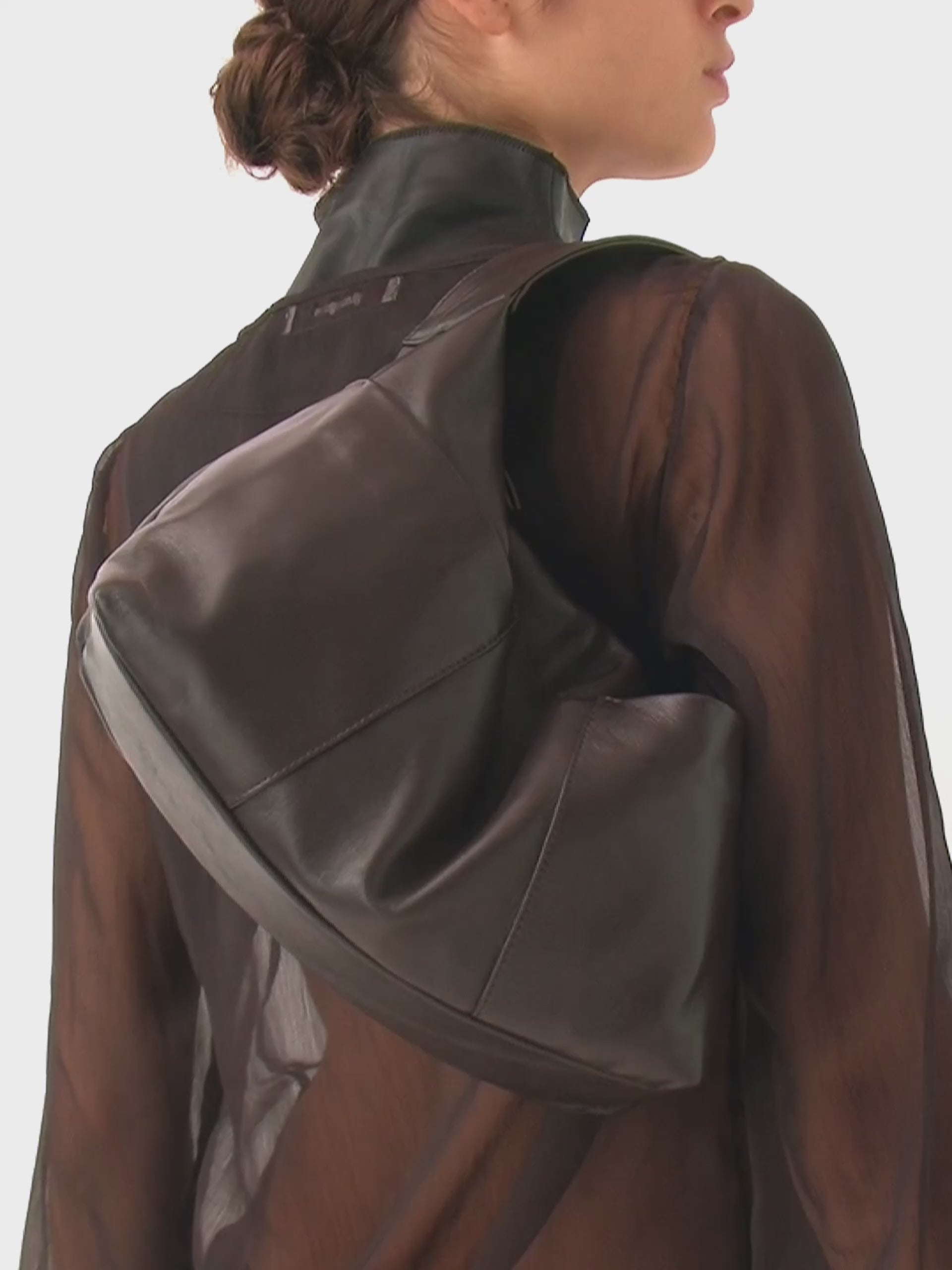 Women's brown leather mini hobo shoulder bag - Gimaguas