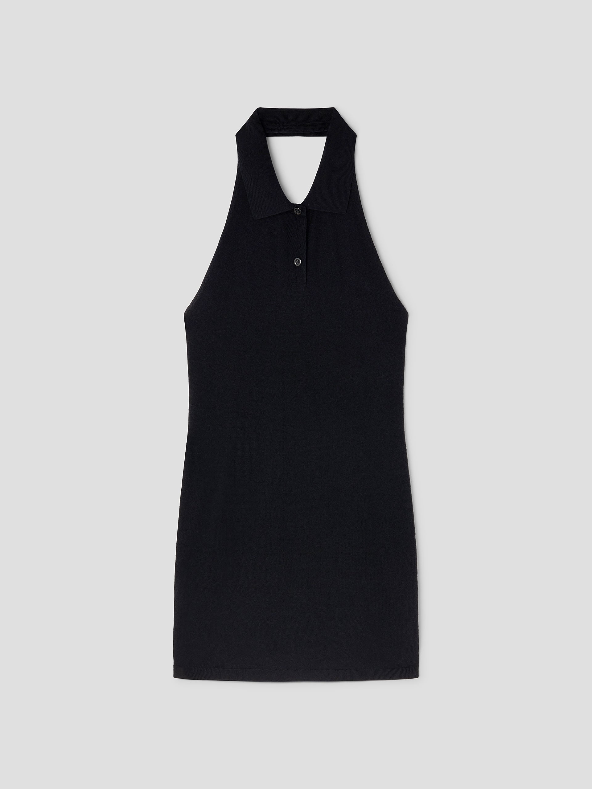Black Halterneck Mini Dress with Polo Collar | Gimaguas
