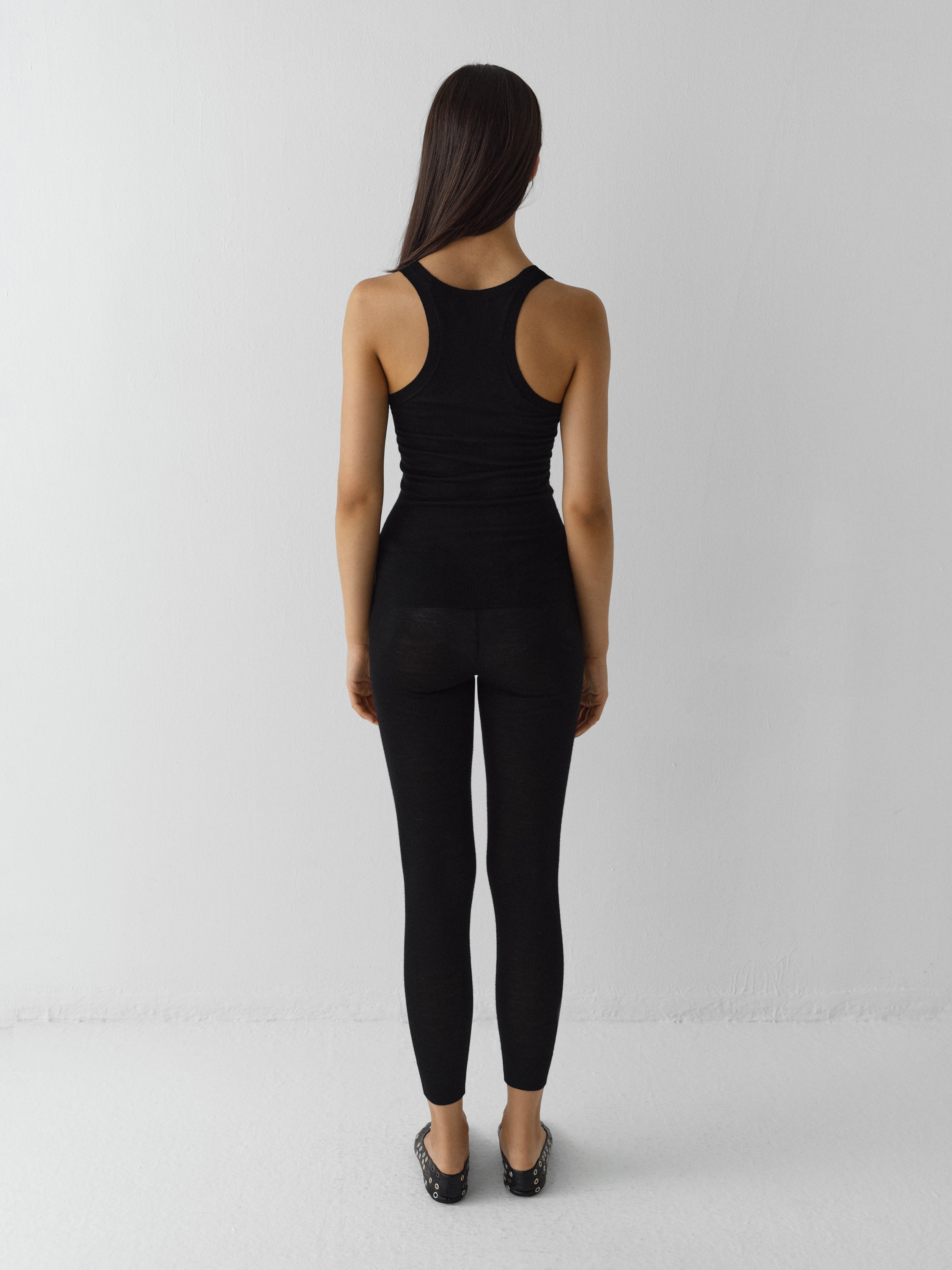 Black semi-sheer wool tank top for women - Gimaguas