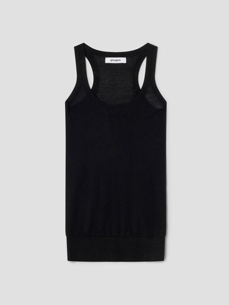Black semi-sheer wool tank top for women - Gimaguas