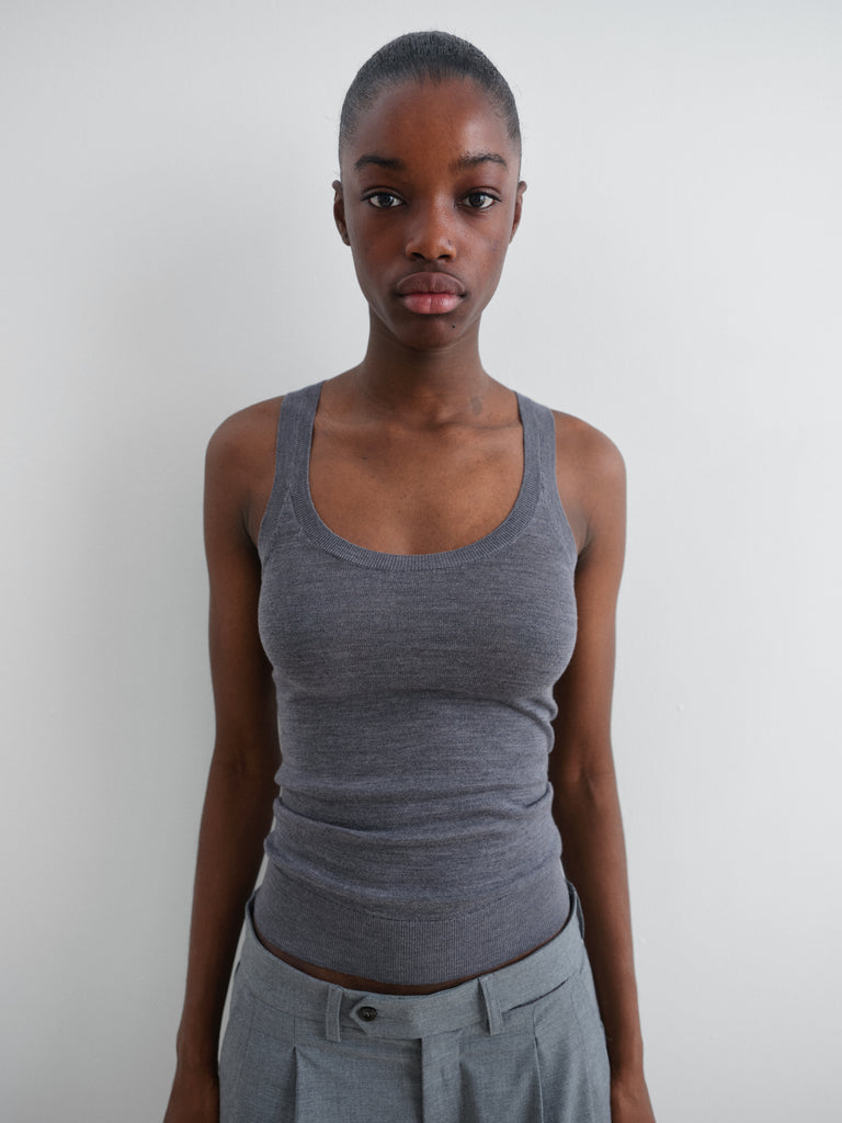 Grey semi-sheer wool tank top for women Gimaguas