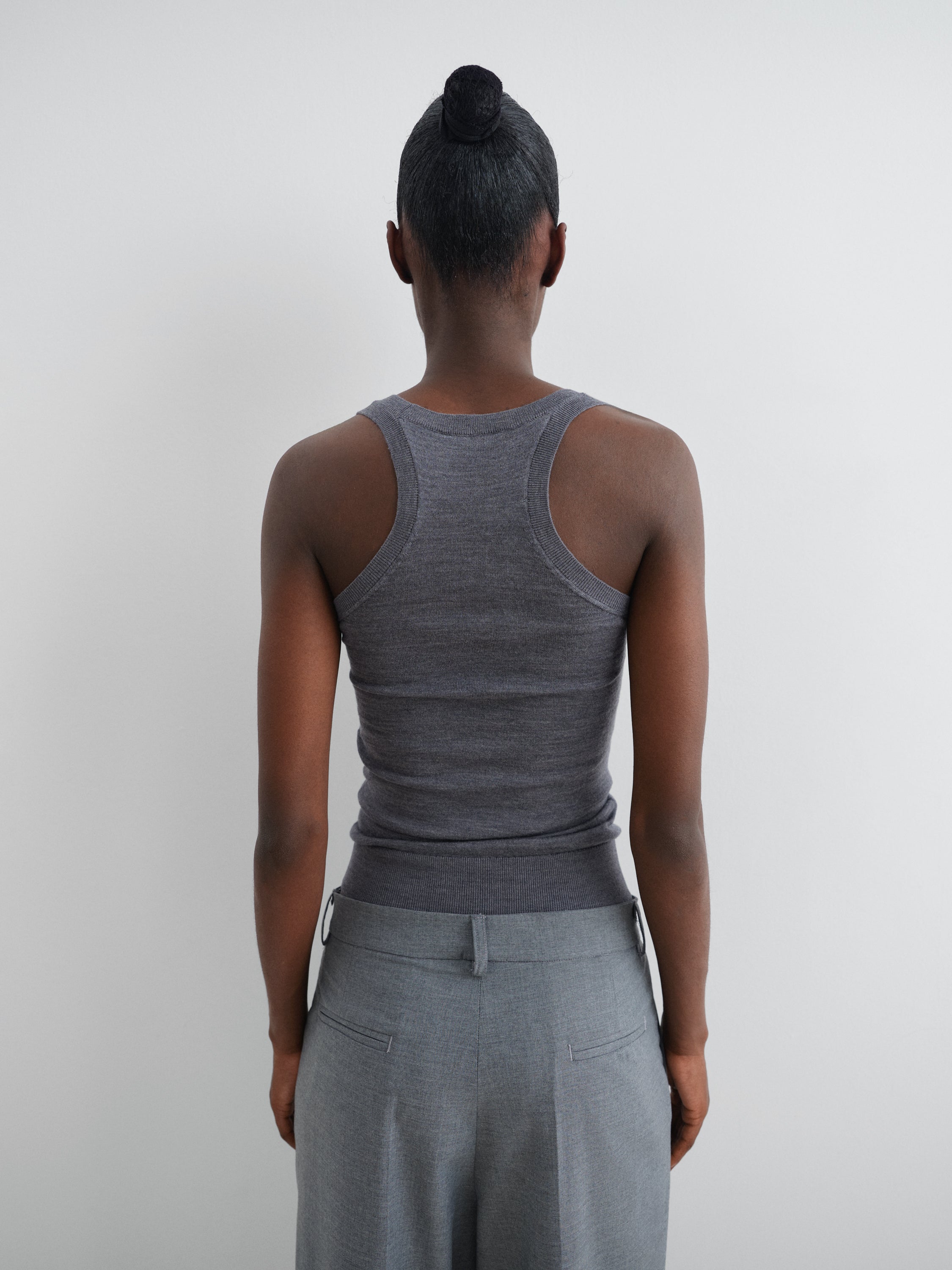 Grey semi-sheer wool tank top for women - Gimaguas