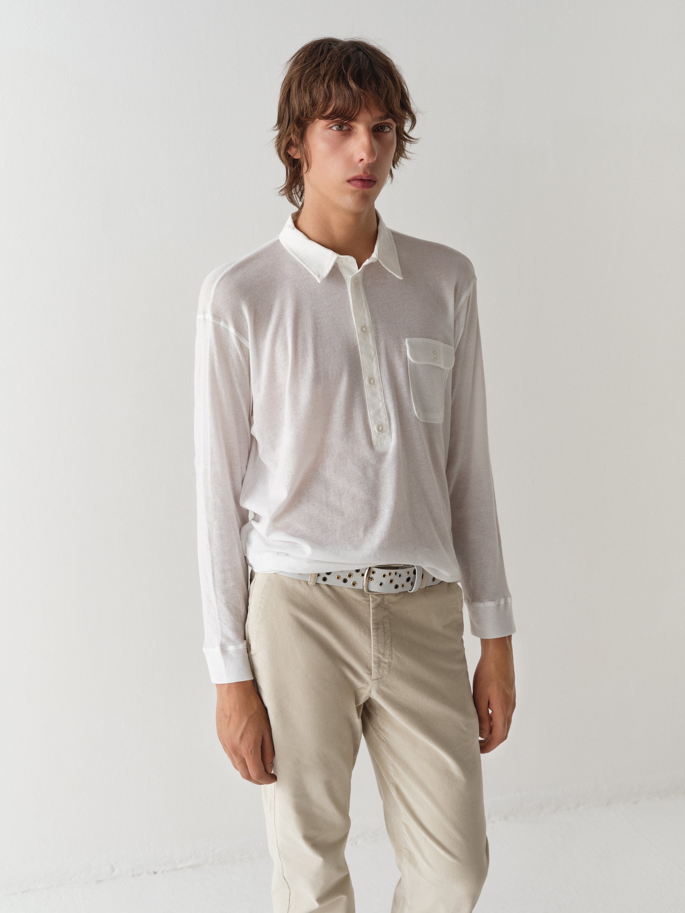 Tristan Long Sleeve Polo White - Gimaguas