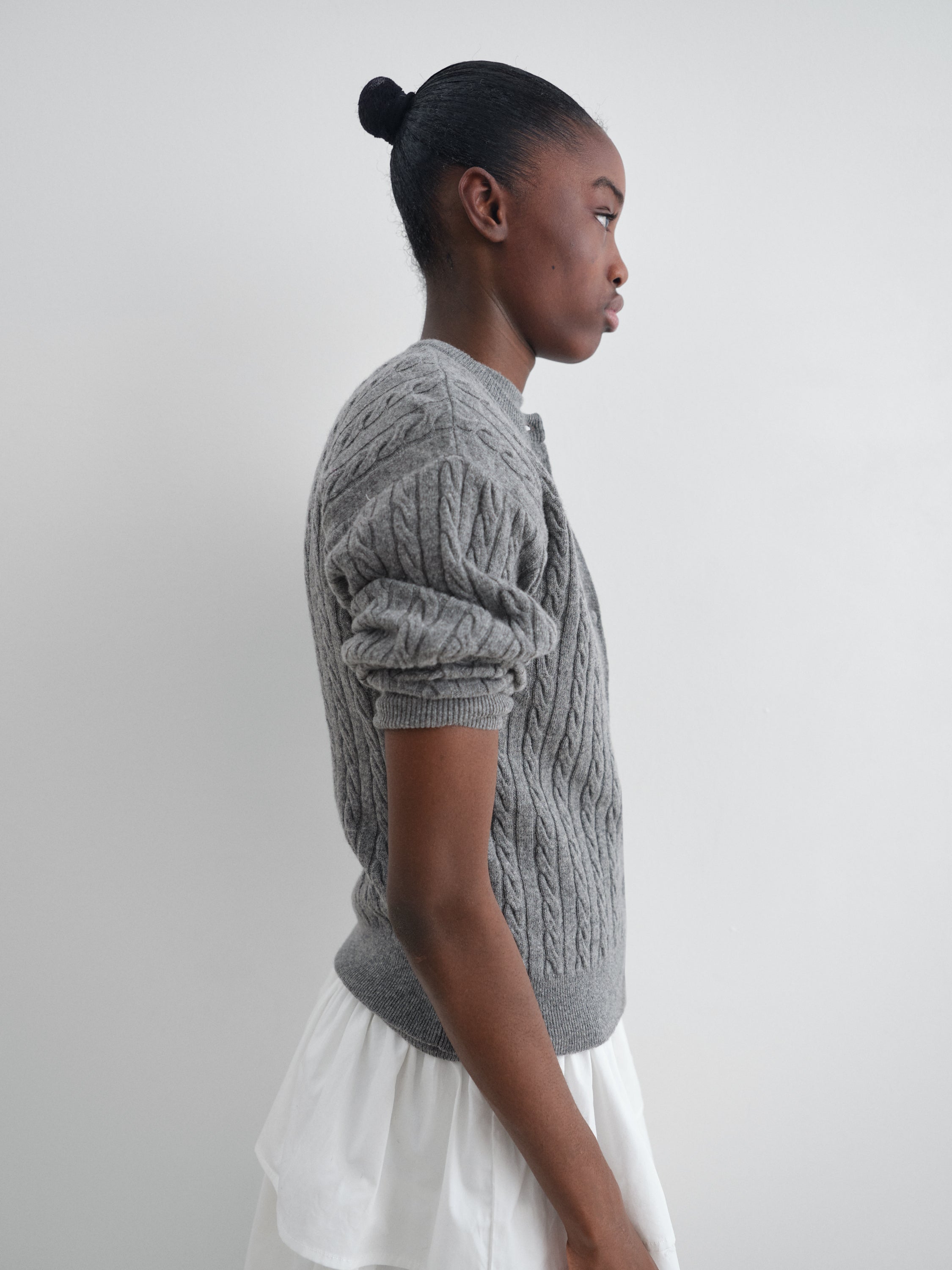 Bright grey melange knitted cardigan for women – Gimaguas