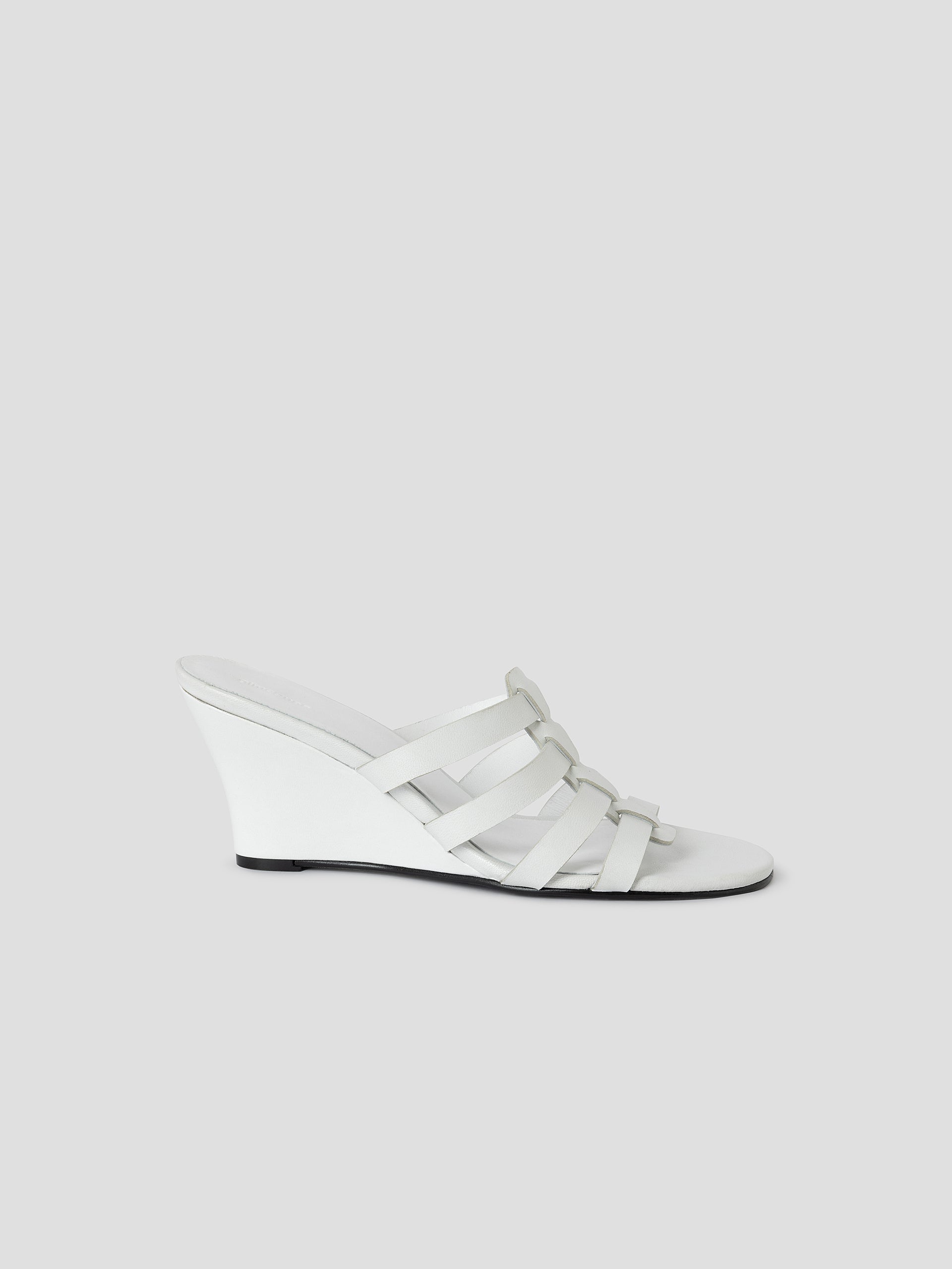 White Leather Roman Wedge Sandal Multi-Strap | Gimaguas