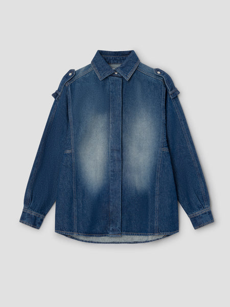 HOLIDAY. DENIM RUFFLE BIG SHIRT ワンウォッシュ HOLIDAY. DENIM RUFFLE BIG SHIRT ワンウォッシュ HOLIDAY（ホリデイ