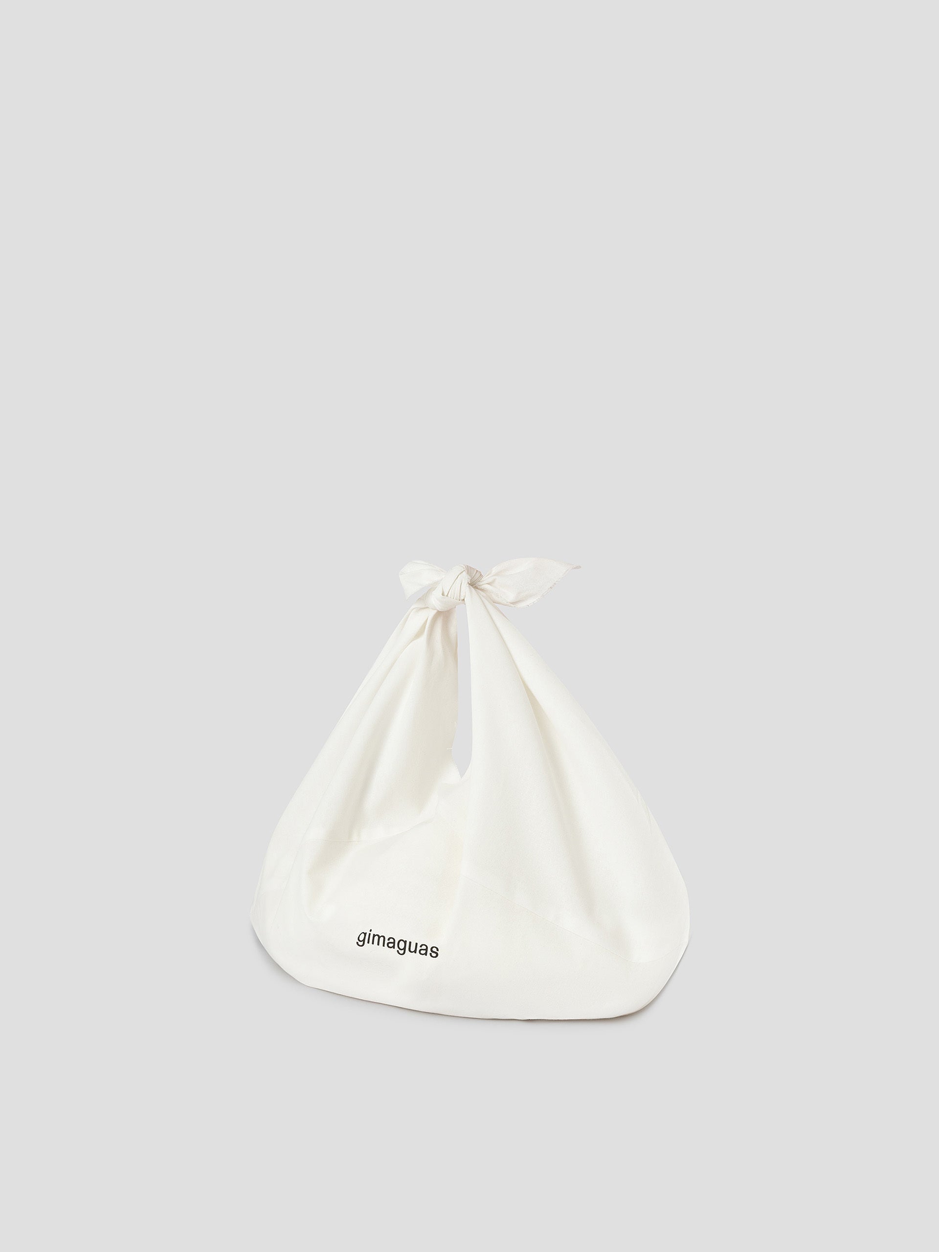 White Scarf Mini Tote Bag Knotted Handle. Gimaguas