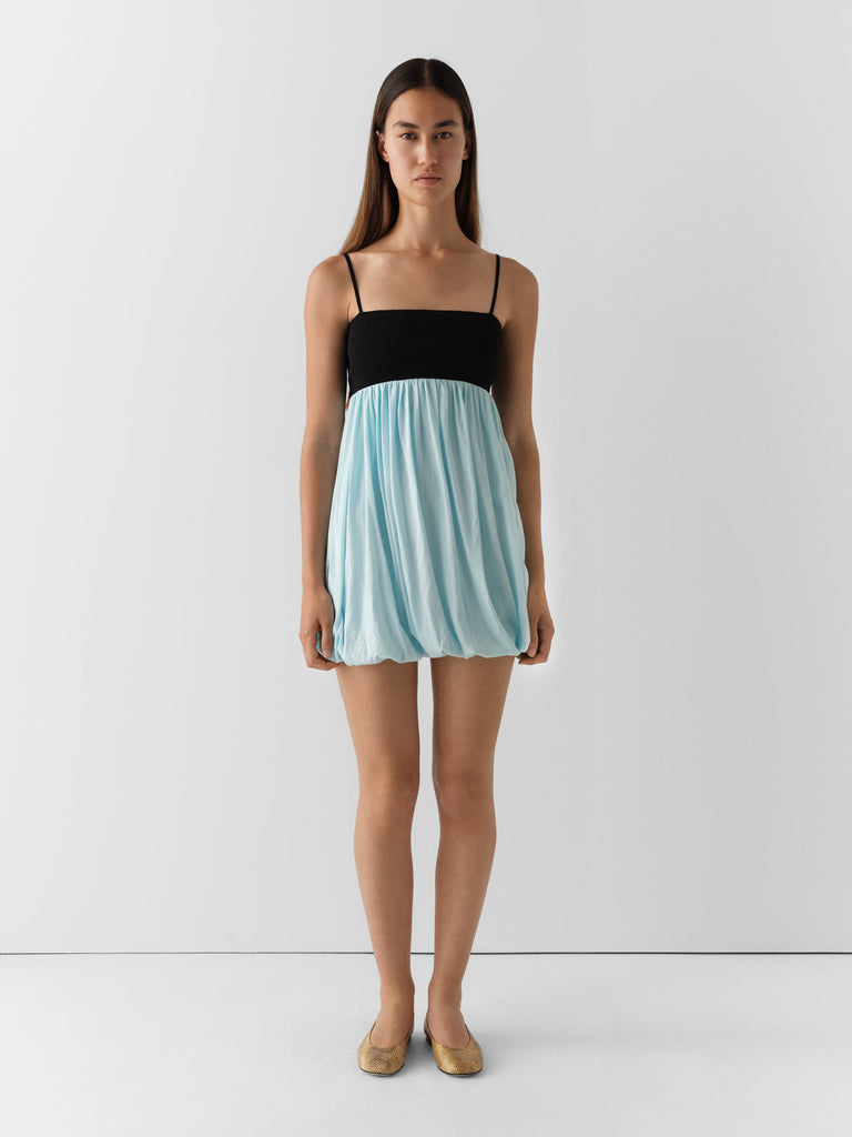 Black and Blue Mini Dress with Balloon Skirt for Women Gimaguas Black and Blue Mini Dress with Balloon Skirt for Women Gimaguas